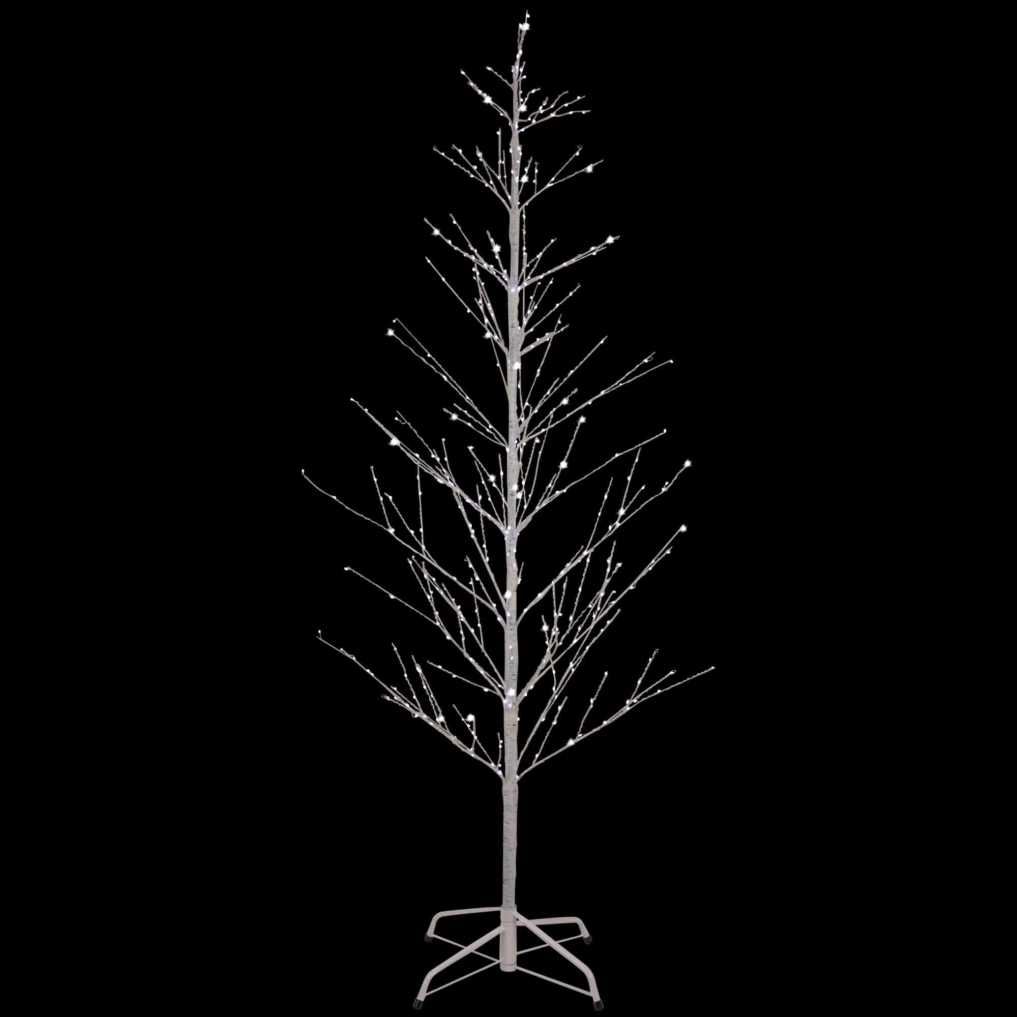 6ft. Pre-Lit White Birch Twig Artificial Tree, Pure White LED Lights