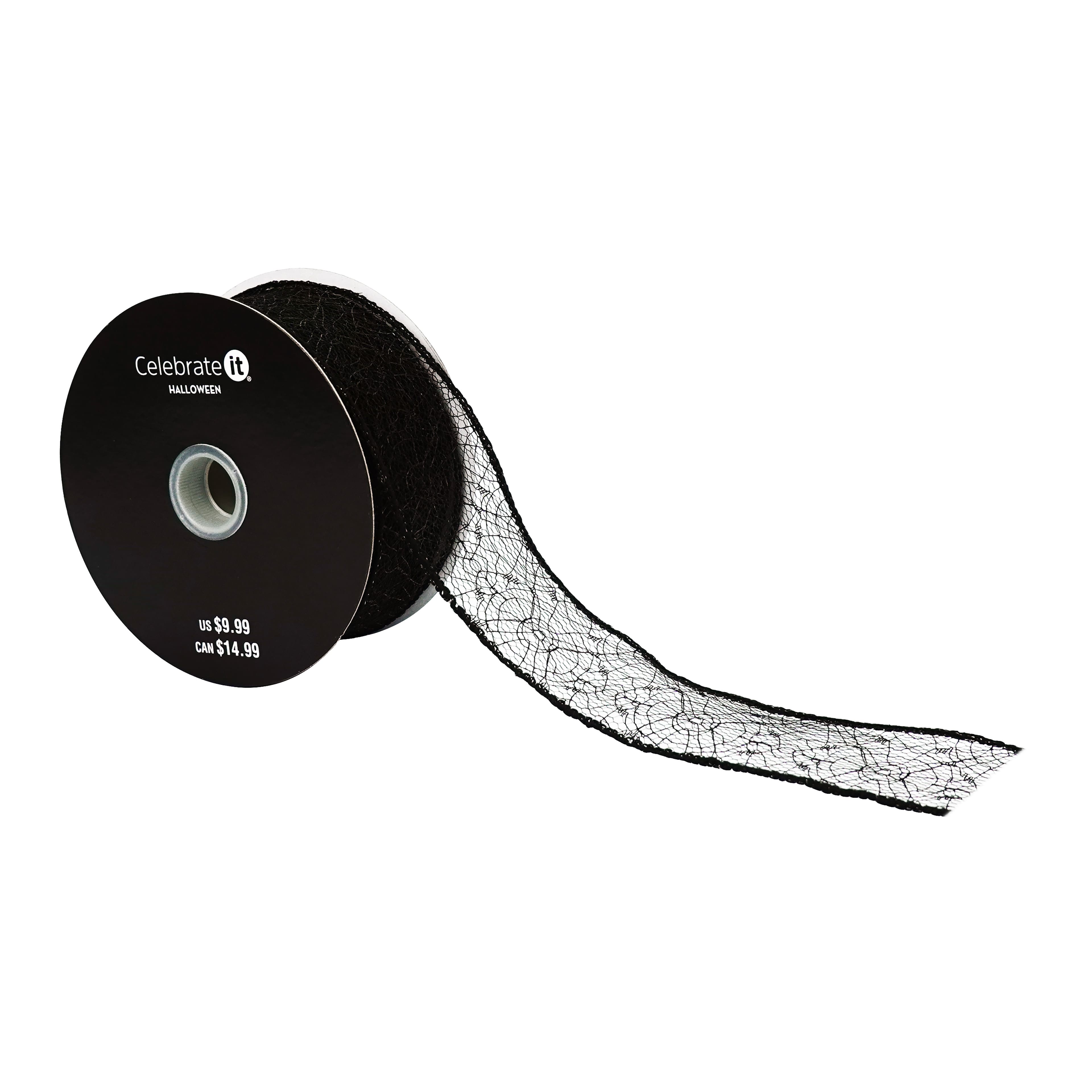 1.5" x 10yd. Black Spiderweb Wired Ribbon by Celebrate It®