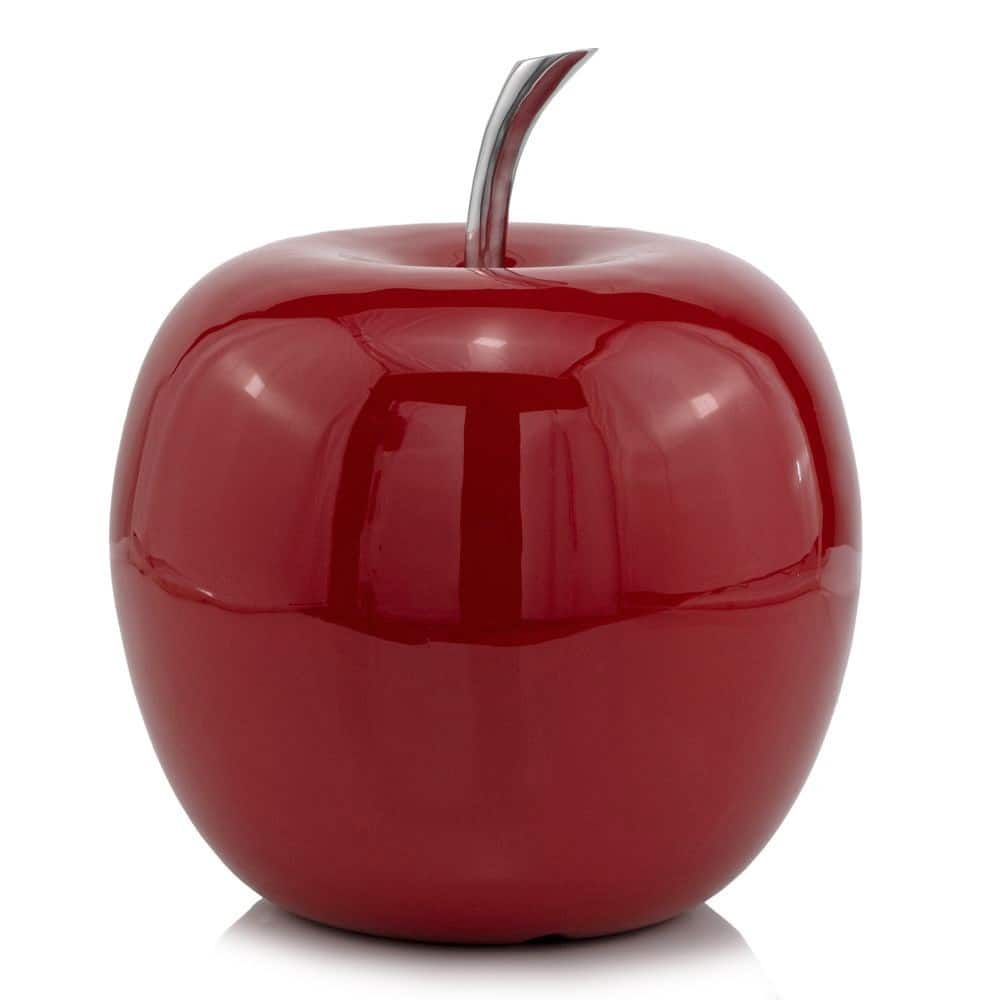 HomeRoots Red & Silver Aluminum Decorative Apple