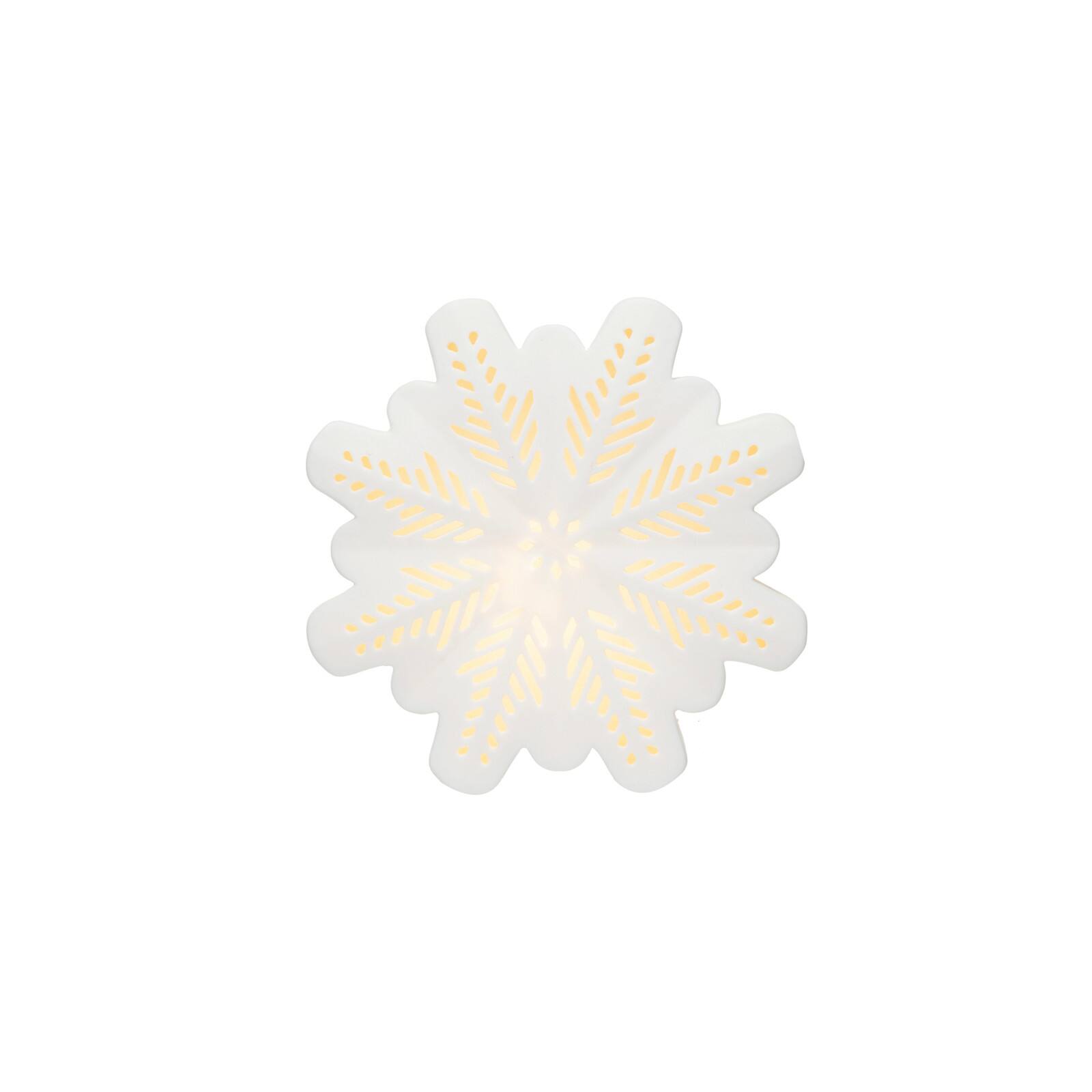 Hello Honey® 7.7" White LED Lighted Stoneware Bisque Snowflake Accent