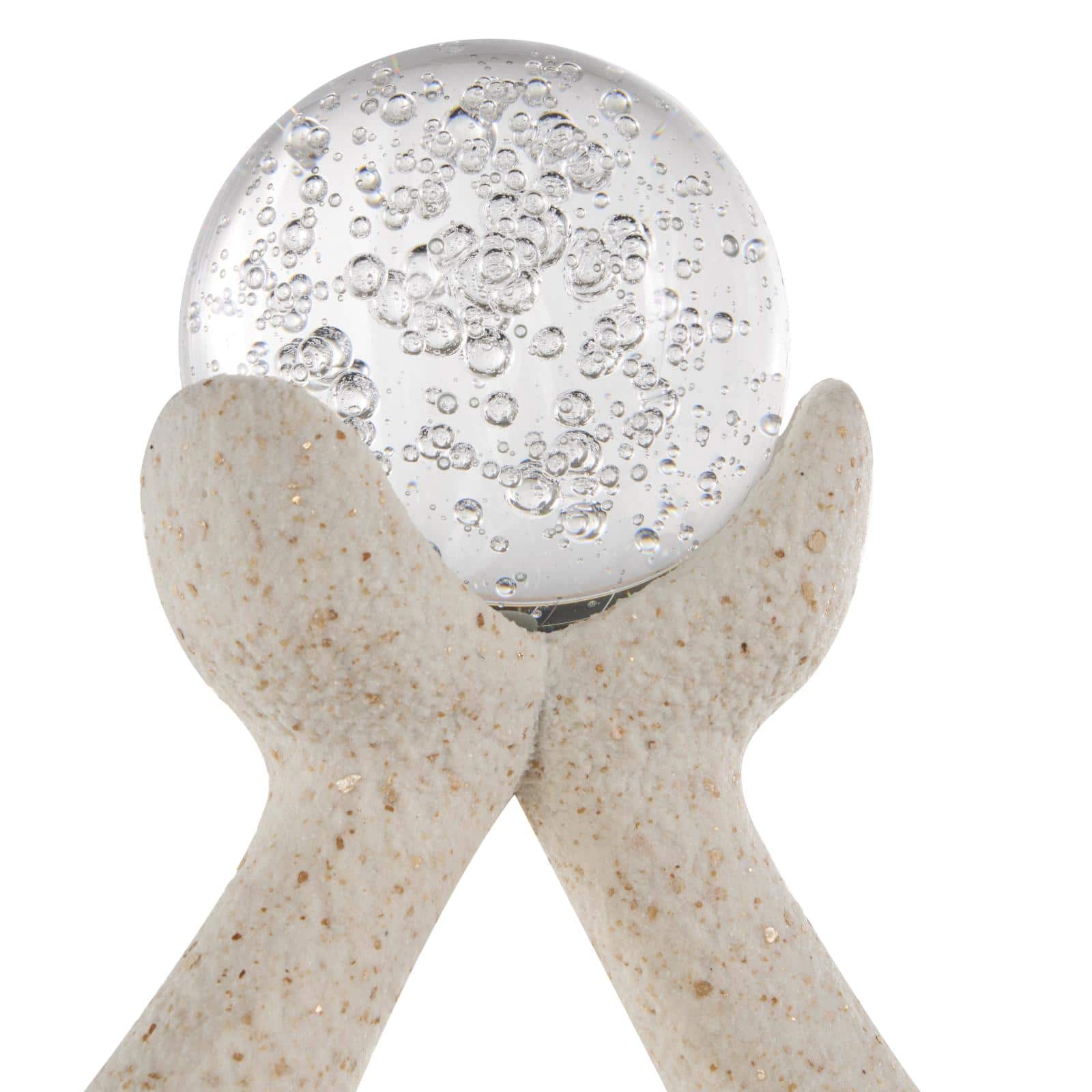 20.75" Cream Polystone People Abstract Textured Sculpture