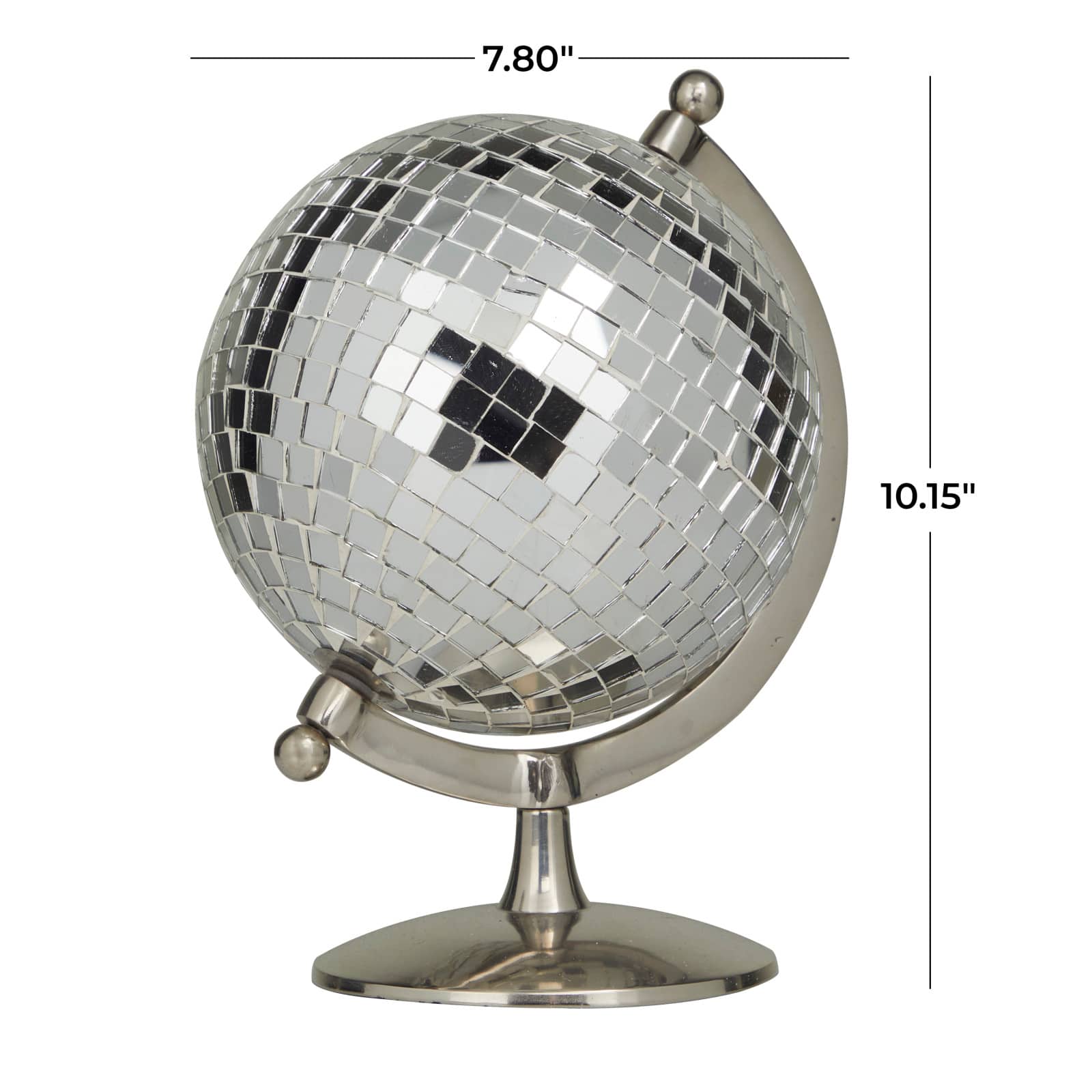 Silver Stainless Steel Glam Globe, 8" x 7" x 10"