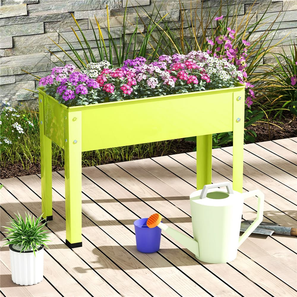 Costway 24" Metal Elevated Raised Garden Bed Planter with Legs & Drainage Hole