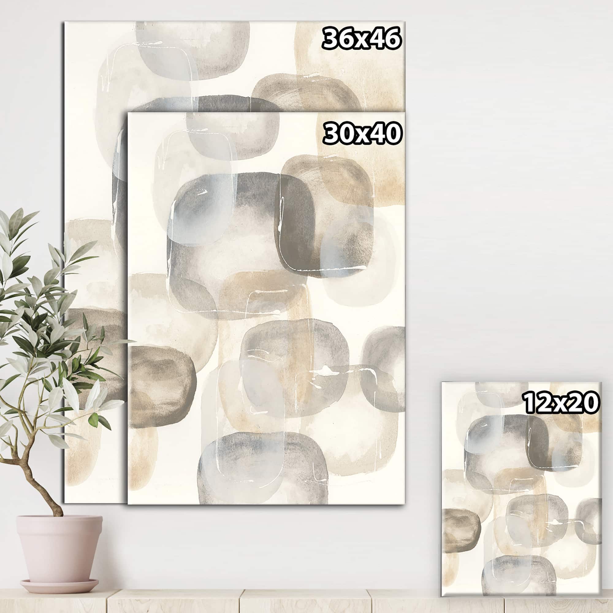 Designart - Neutral Oval Grey Stones II