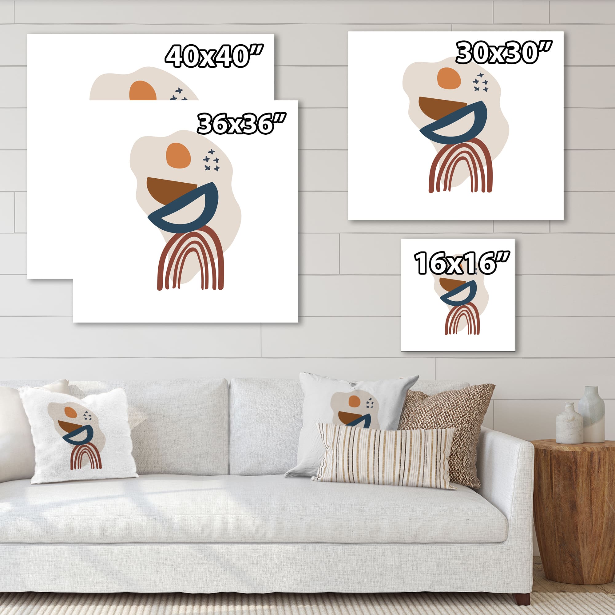 Designart - Elementary Shapes In Terracotta Tones I - Modern Canvas Wall Art Print