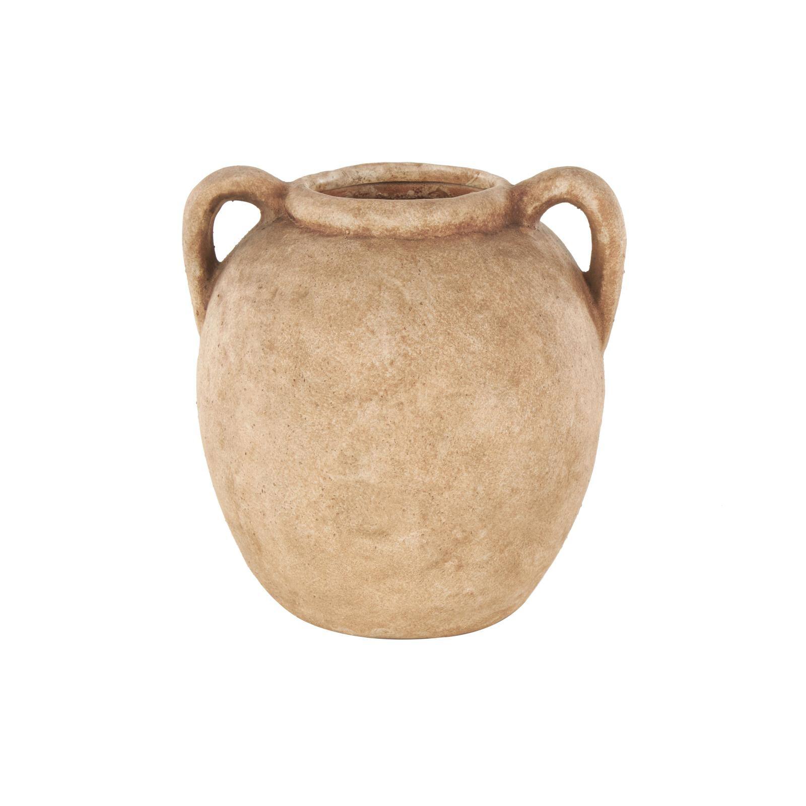 10.5" Copper Ceramic Antique Style Textured Vase with Handles