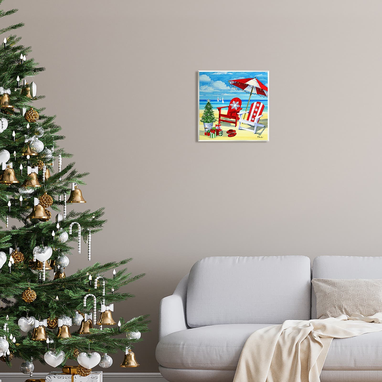 Stupell Industries 12" x 12" Coastal Christmas Scene Wall Plaque Art