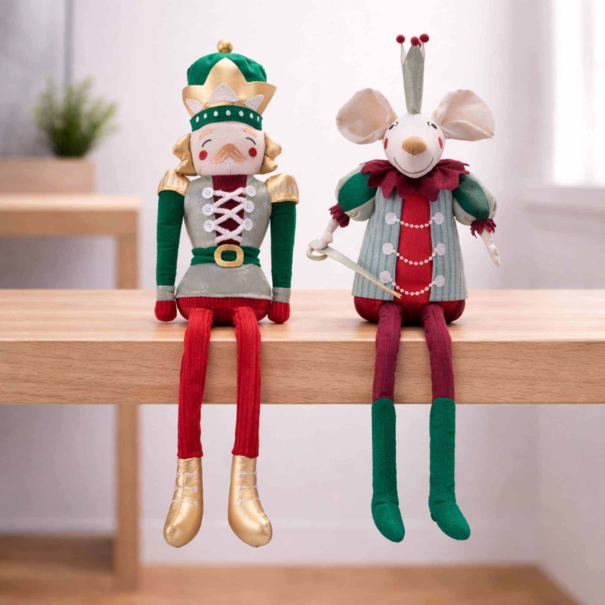 Melrose Plush Nutcracker & Mouse Figurines Set