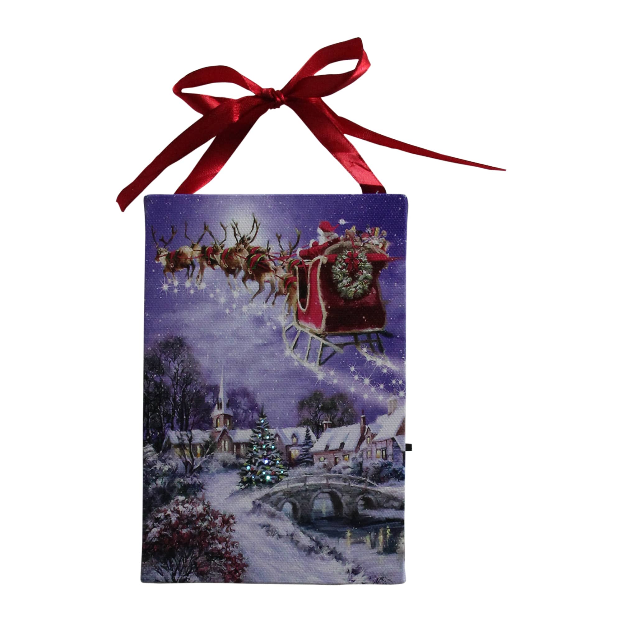 6" LED Fiber Optic Christmas Tree & Santa Sleigh Wall Art