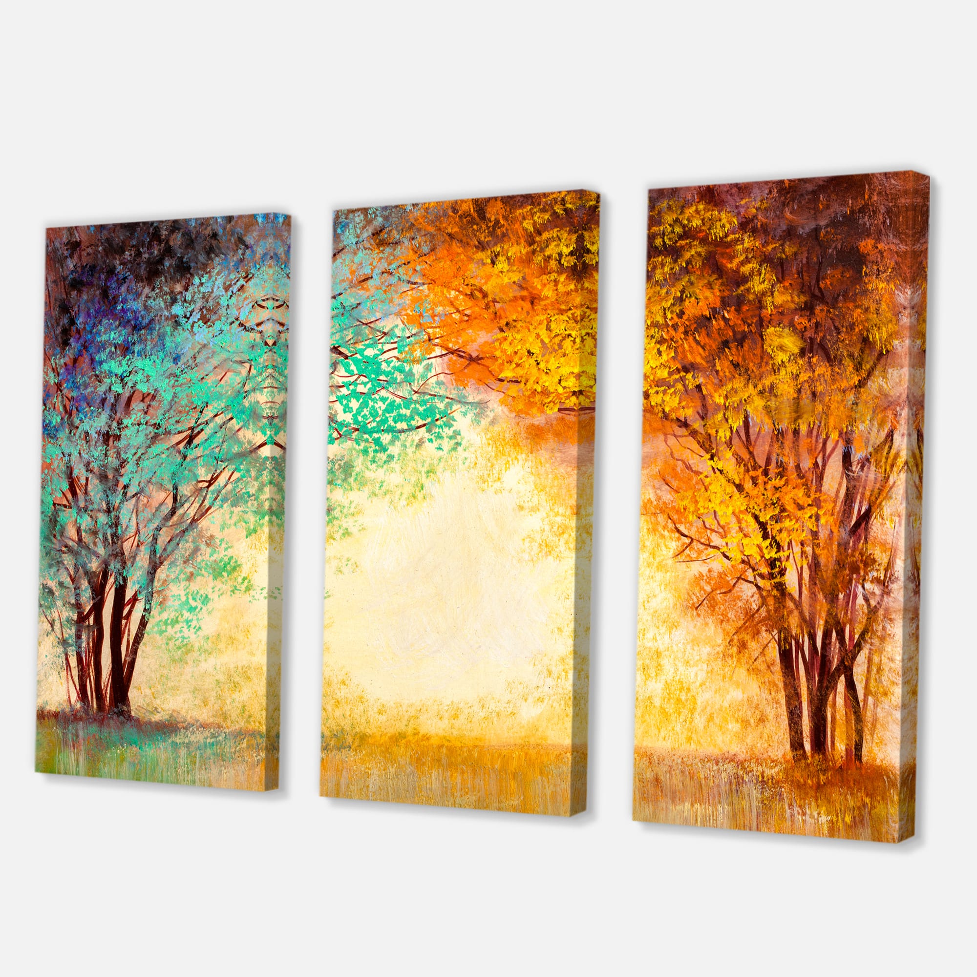 Designart - Alley Through The Park In Autumn Sunset - Traditional Canvas Wall Art Print