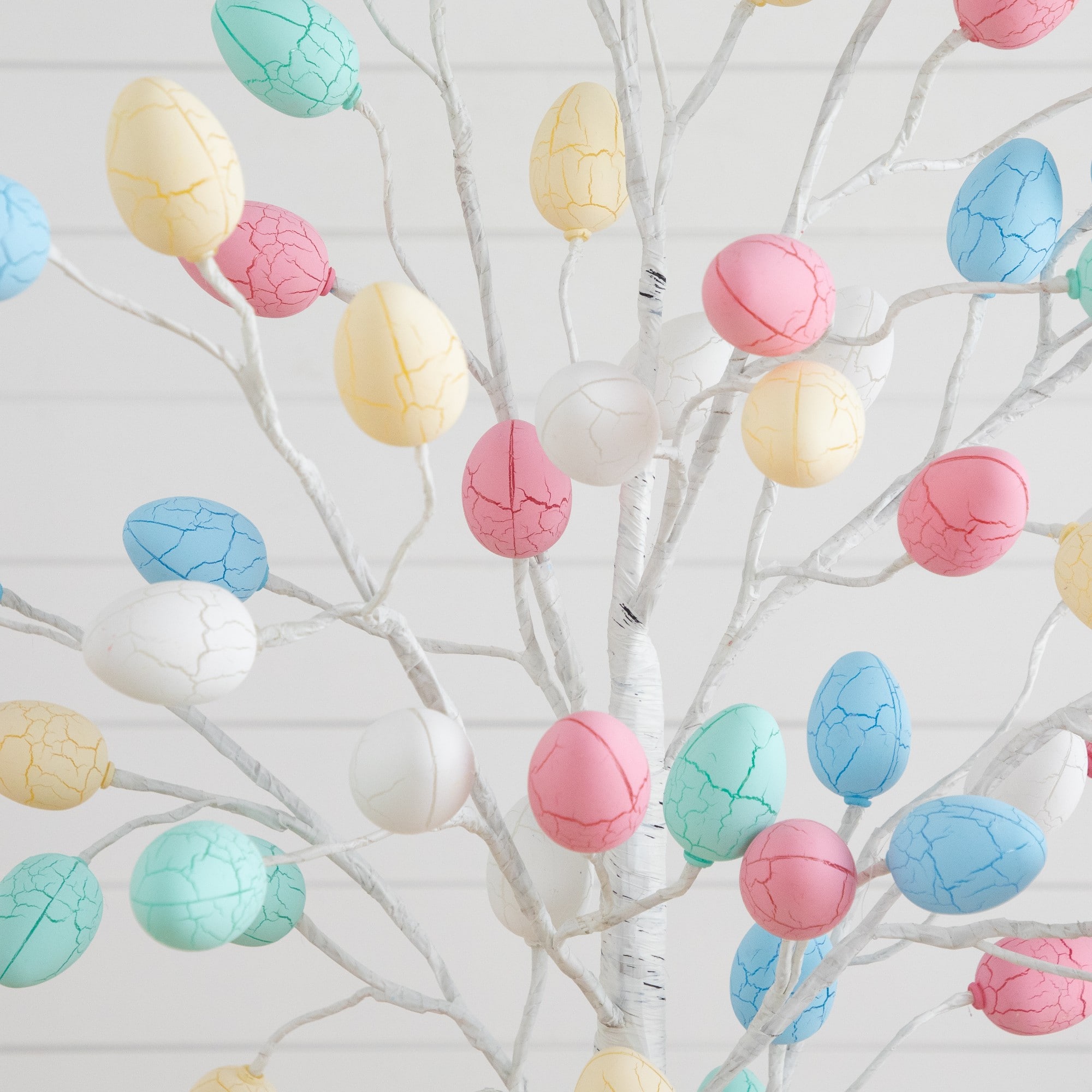 6ft. Pre-Lit Artificial Easter Twig Tree with 96 Egg Shaped LED Ornaments