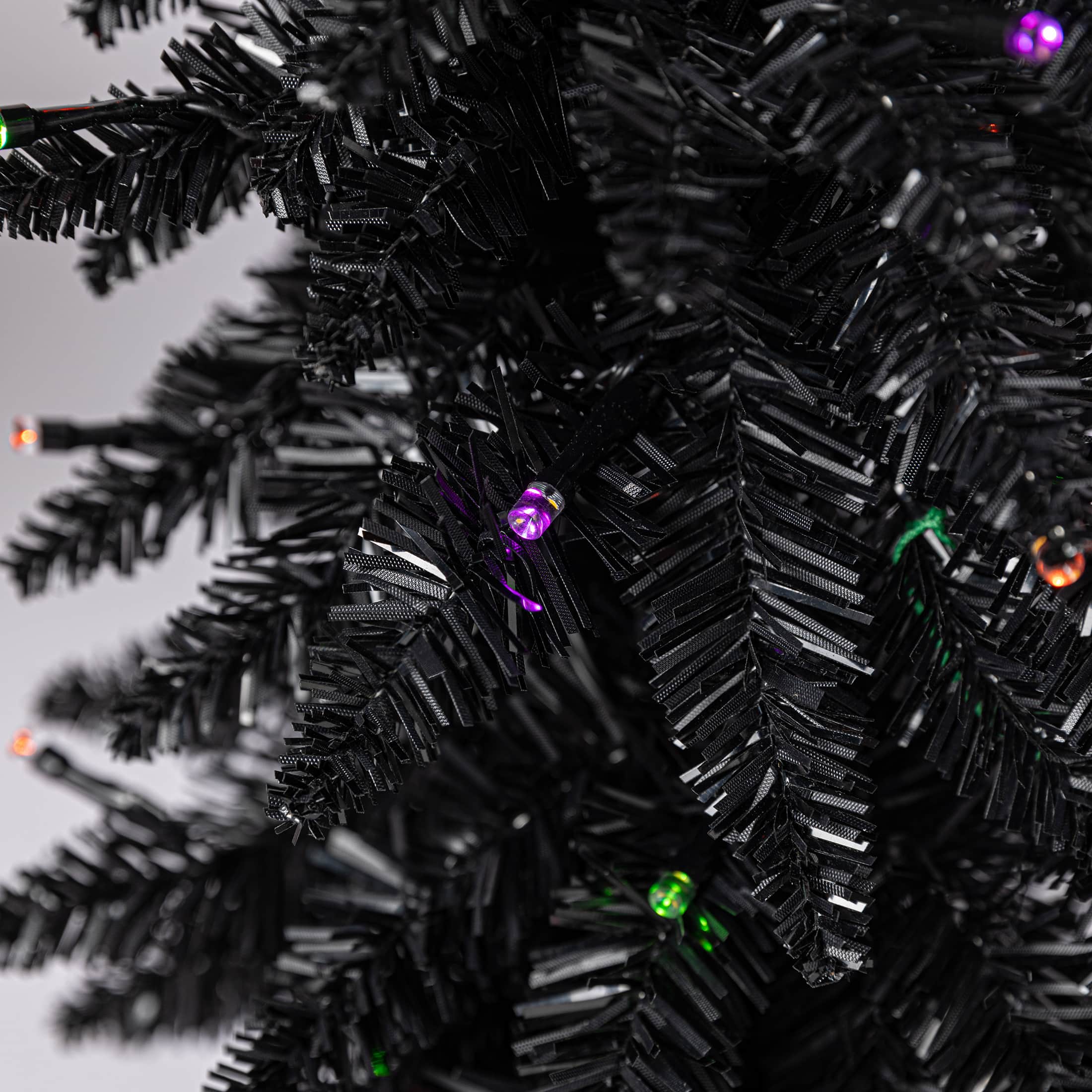Pre-Lit Black Potted Tinsel Tree
