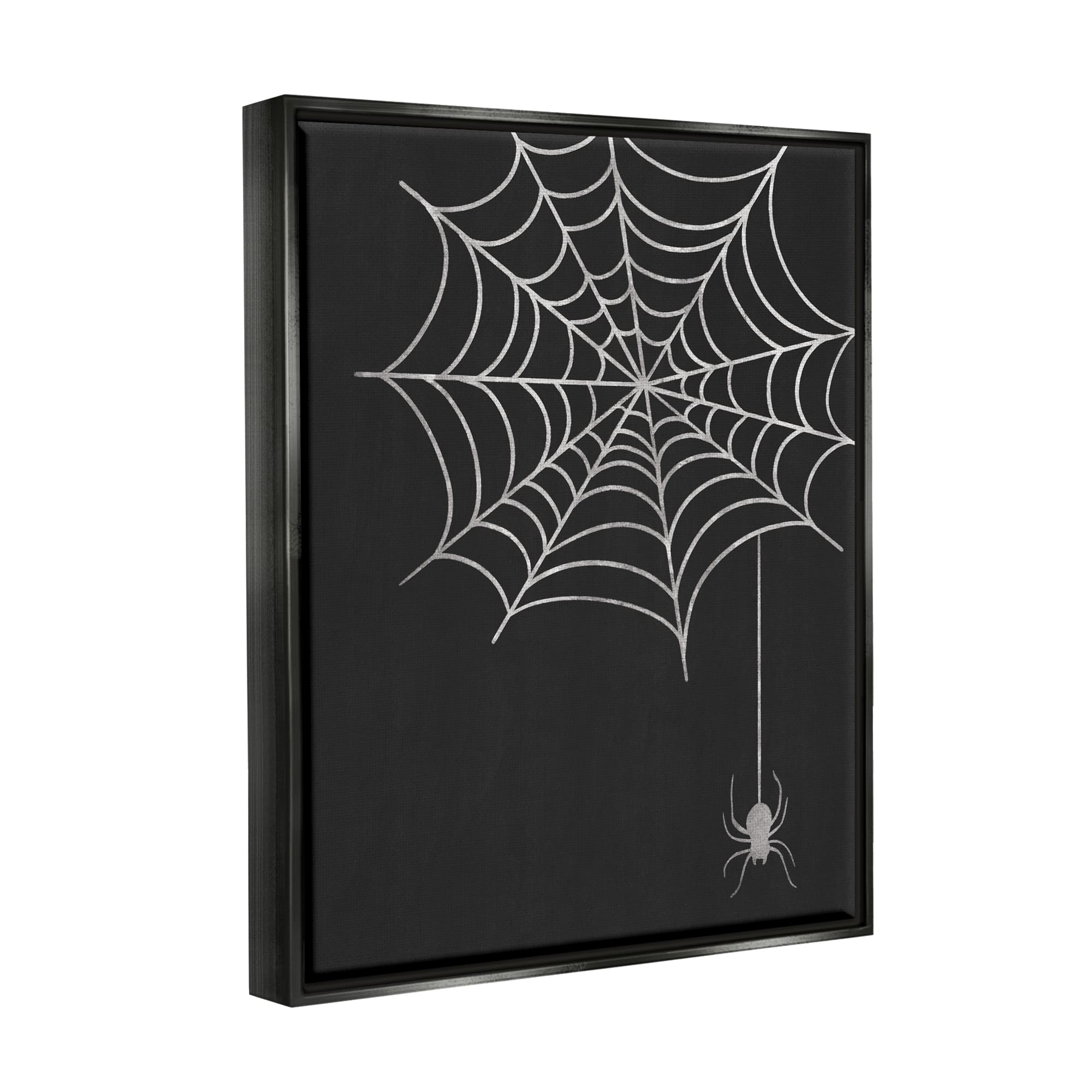 Stupell Industries Dangling Spider Web Insect Framed Floater Canvas Wall Art