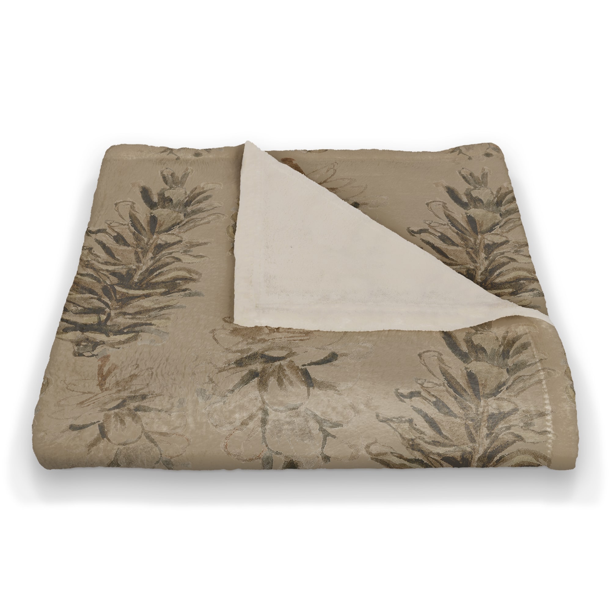 Pinecones on Coral Fleece Blanket
