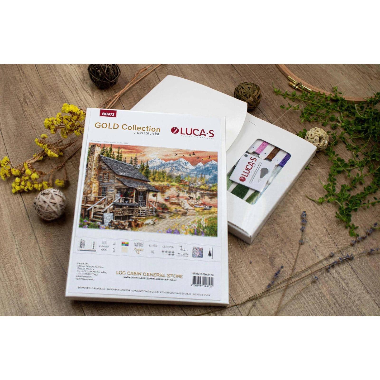 Luca-S Log Cabin General Store Counted Cross-Stitch Kit