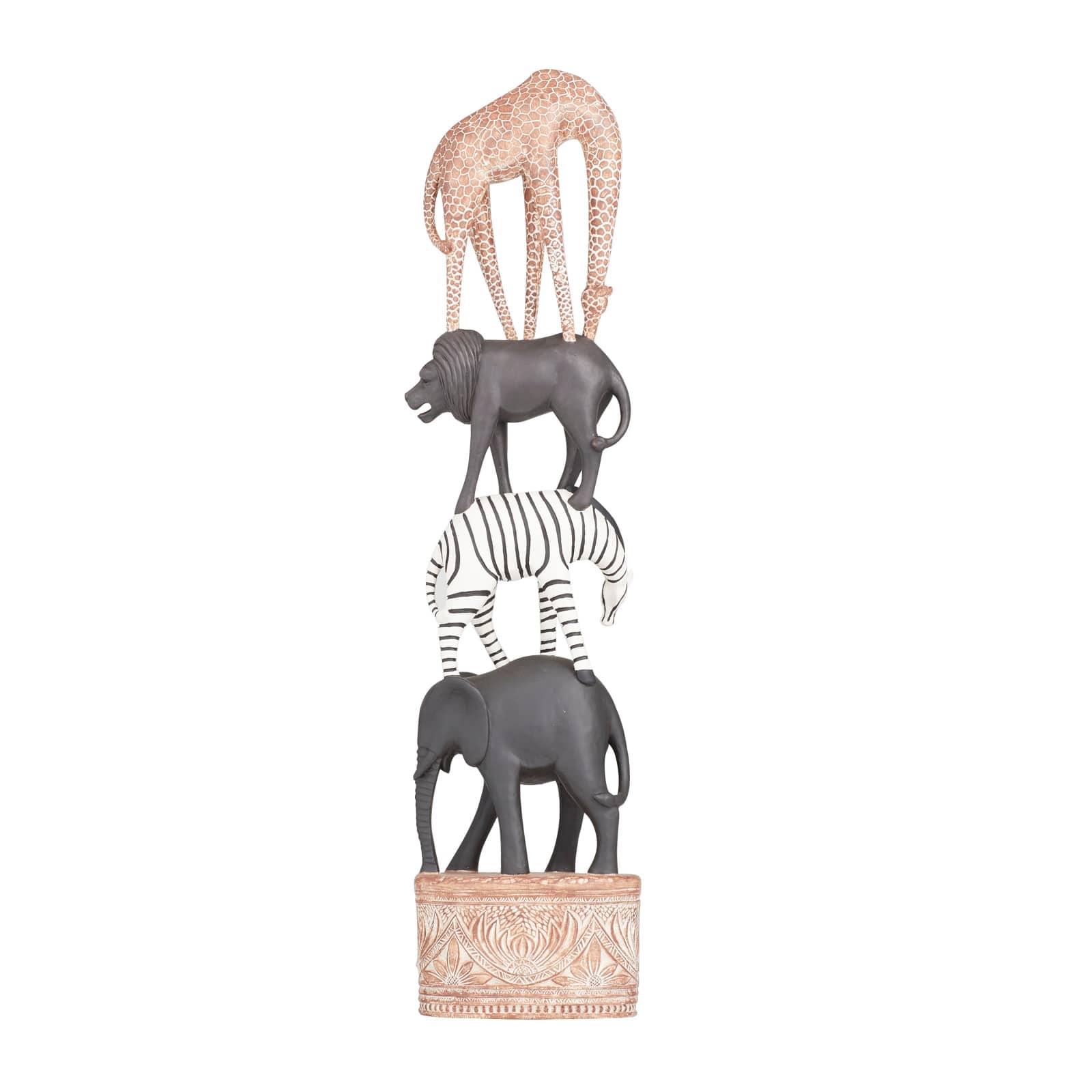 Multi Polystone Traditional Animals Sculpture 33" x 8" x 5"