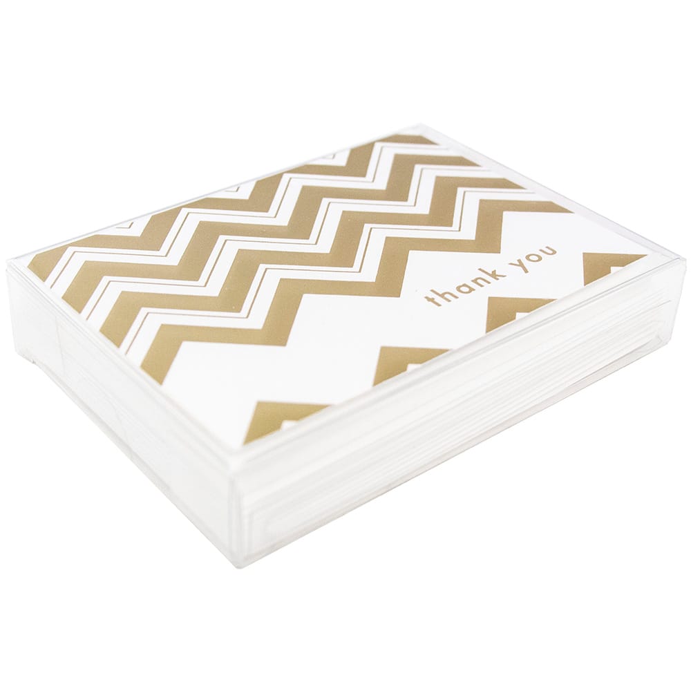 JAM Paper 3.5" x 4.875" Gold Chevron Stripe Thank You Cards & Envelopes, 10ct.