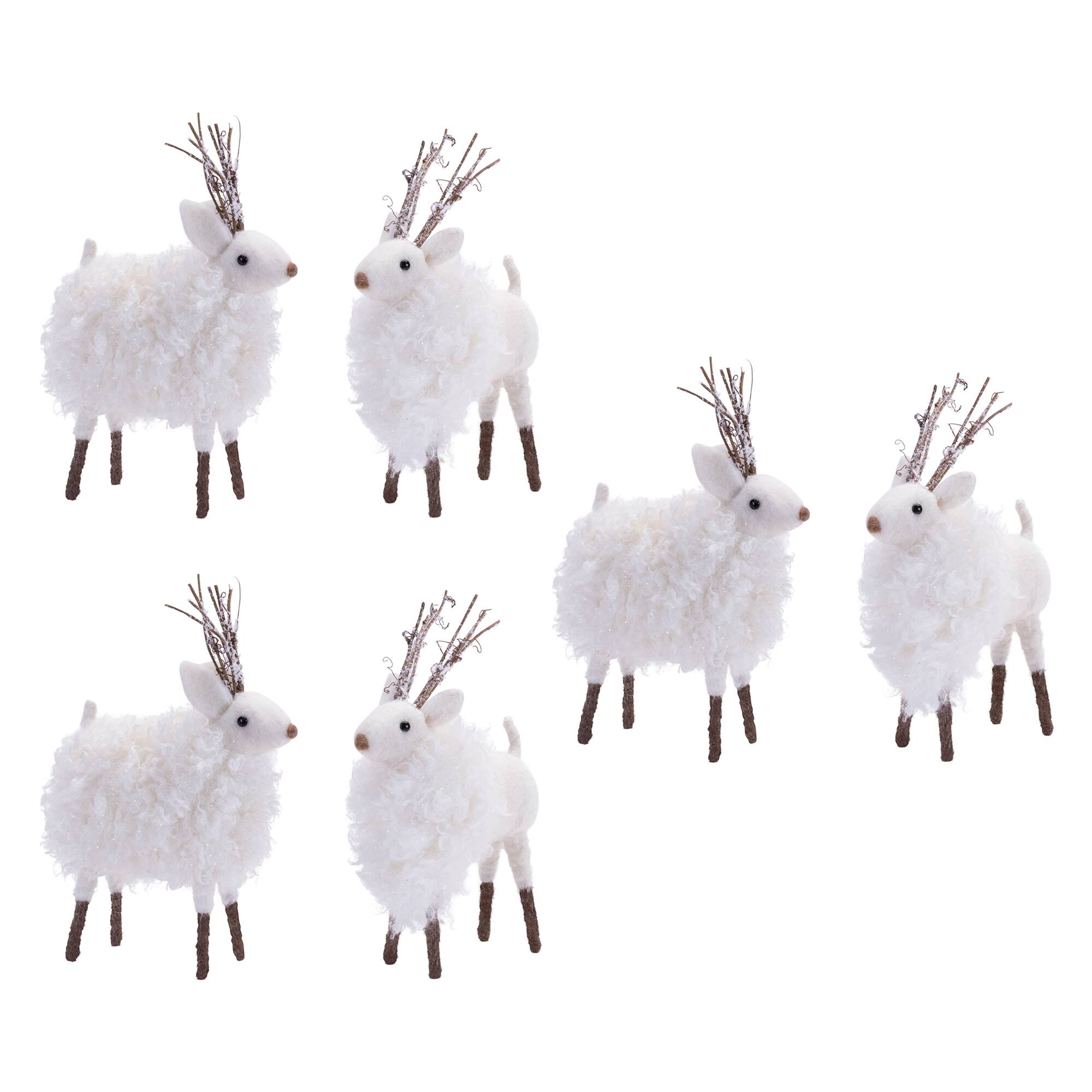 Fluffy Winter Deer Shelf Sitter, 3 Pack of 2