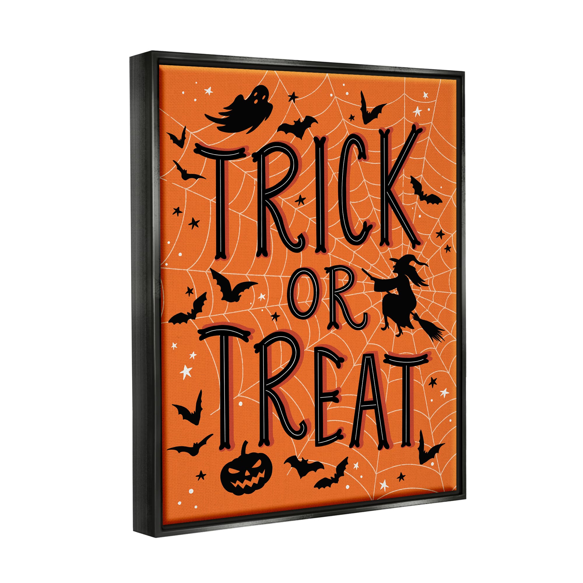 Stupell Industries Trick Or Treat Spider Web Framed Floater Canvas Wall Art