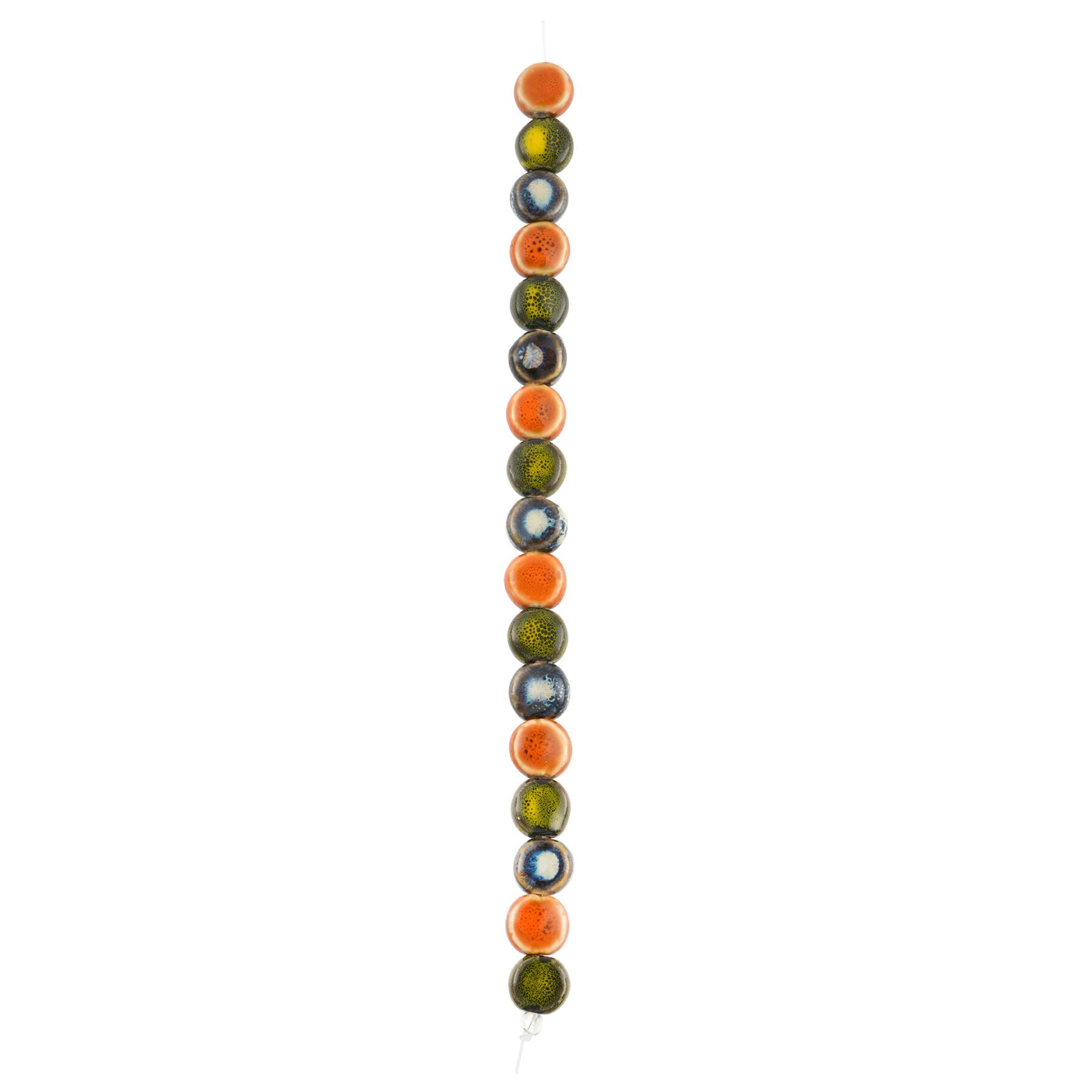 12 Packs: 17 ct. (204 total) Khaki, Orange & Blue Ceramic Coin Beads, 10.5mm by Bead Landing™