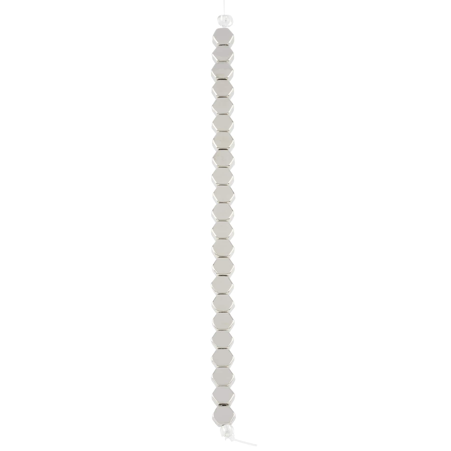 Rhodium Hexagon Beads, 5.5mm by Bead Land Landing™