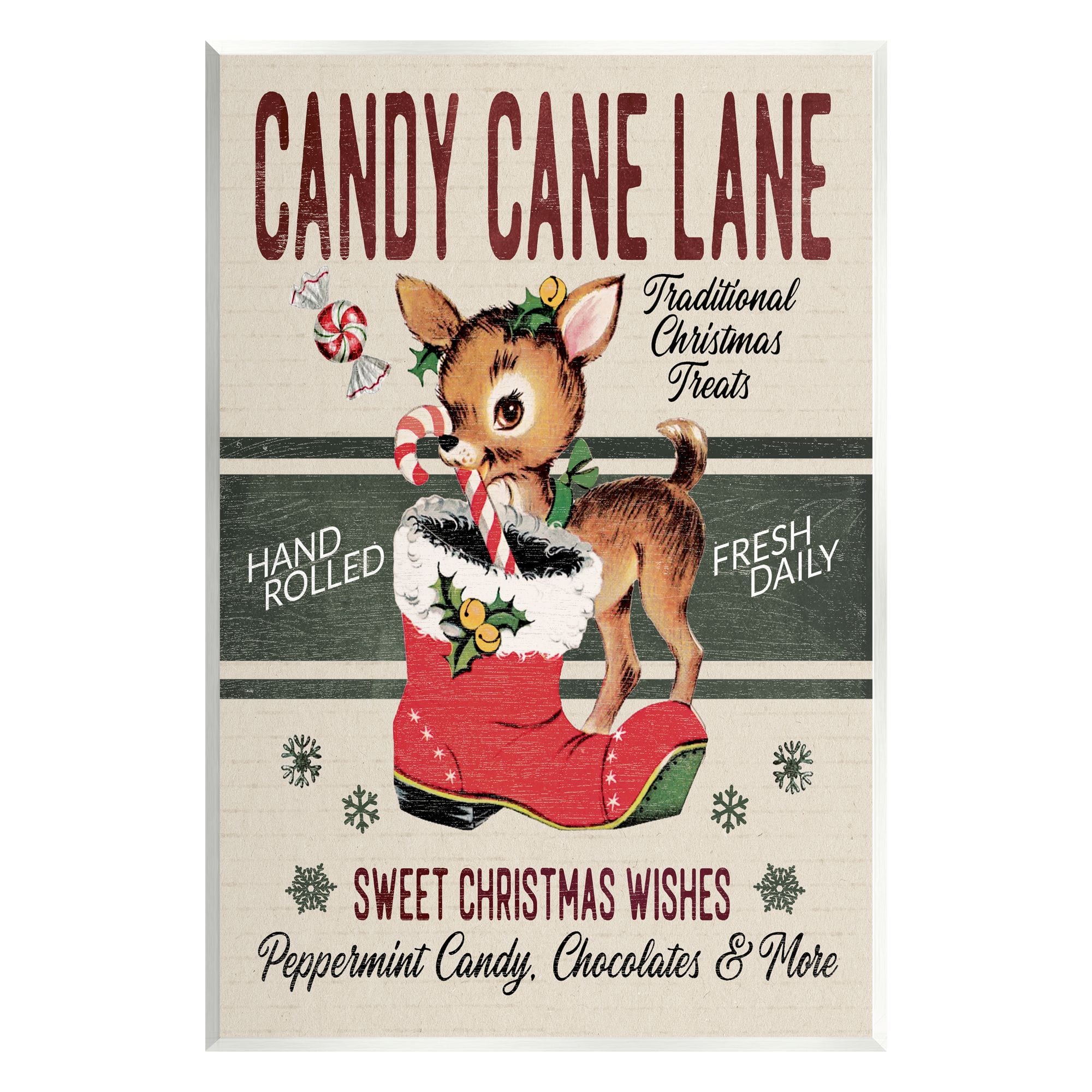 Stupell Industries Candy Cane Lane Vintage Reindeer Boot Wall Plaque Art