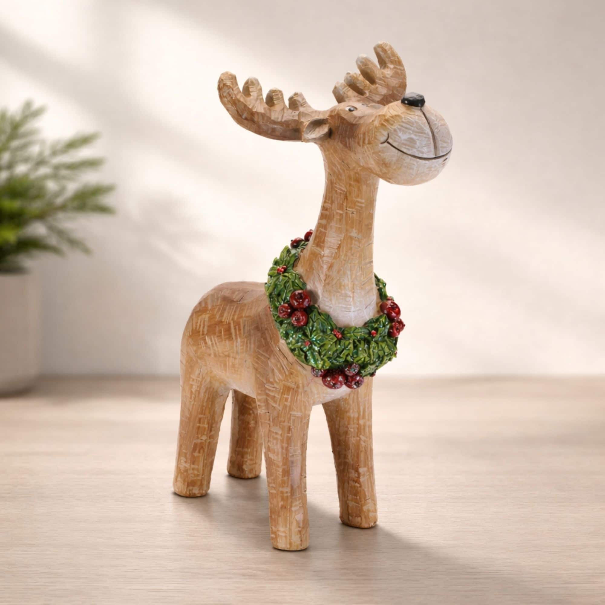Melrose 11.5" Whimsical Moose with Wreath