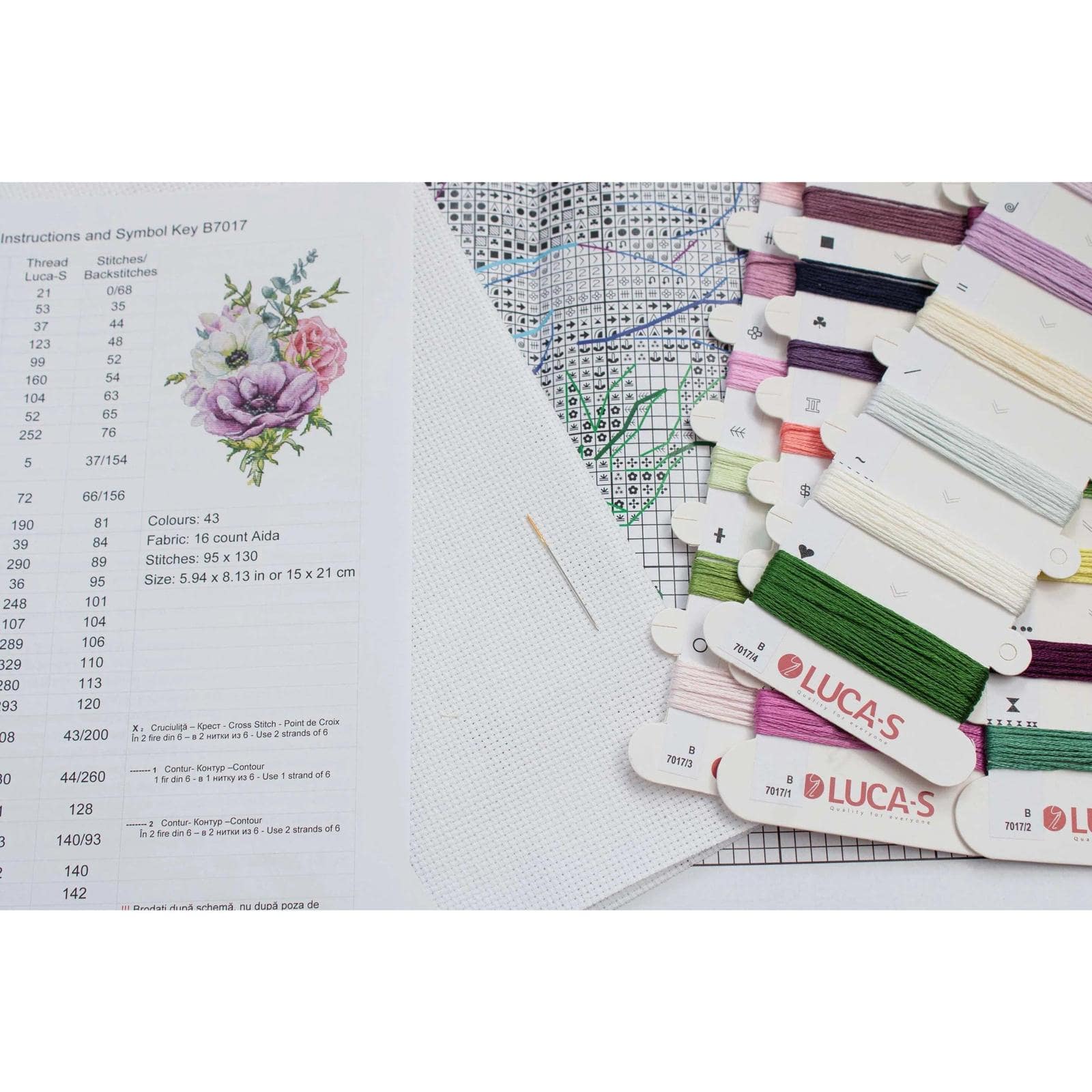 Luca-S Anemone Counted Cross Stitch Kit