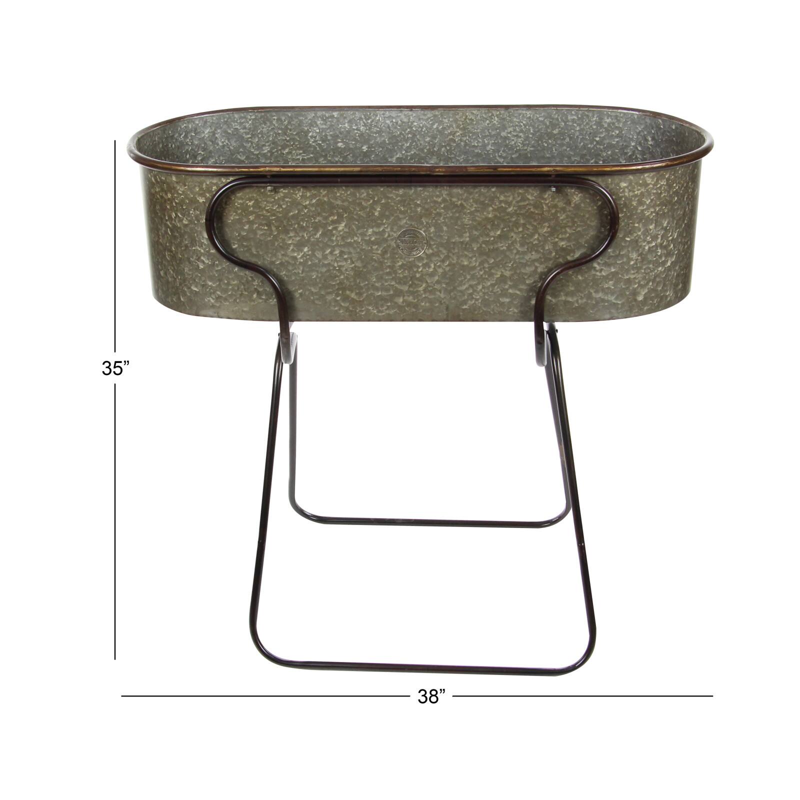 38" Gray Metal Farmhouse Planter