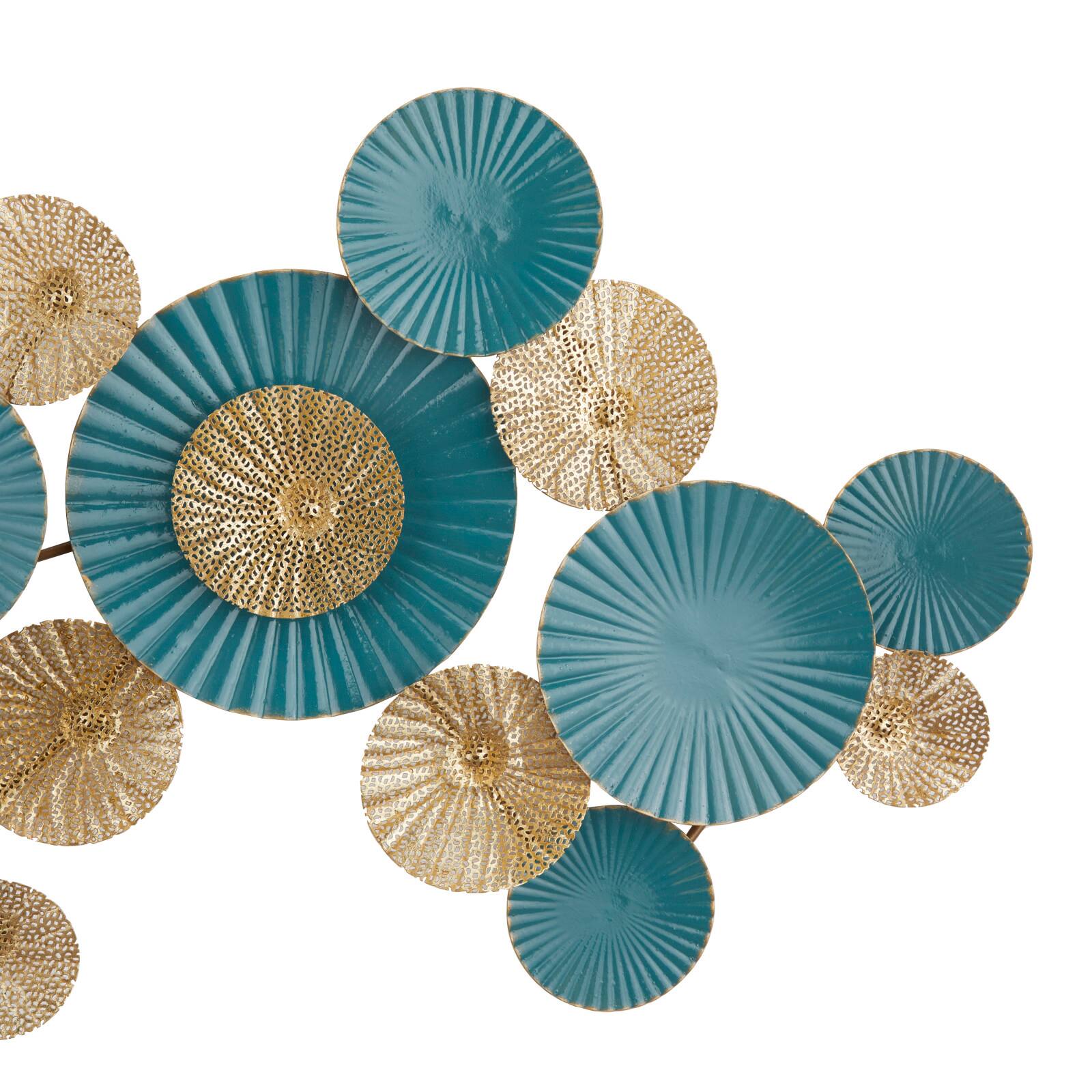 Aquamarine Metal Coastal Wall Decor, 26" x 52" x 3"