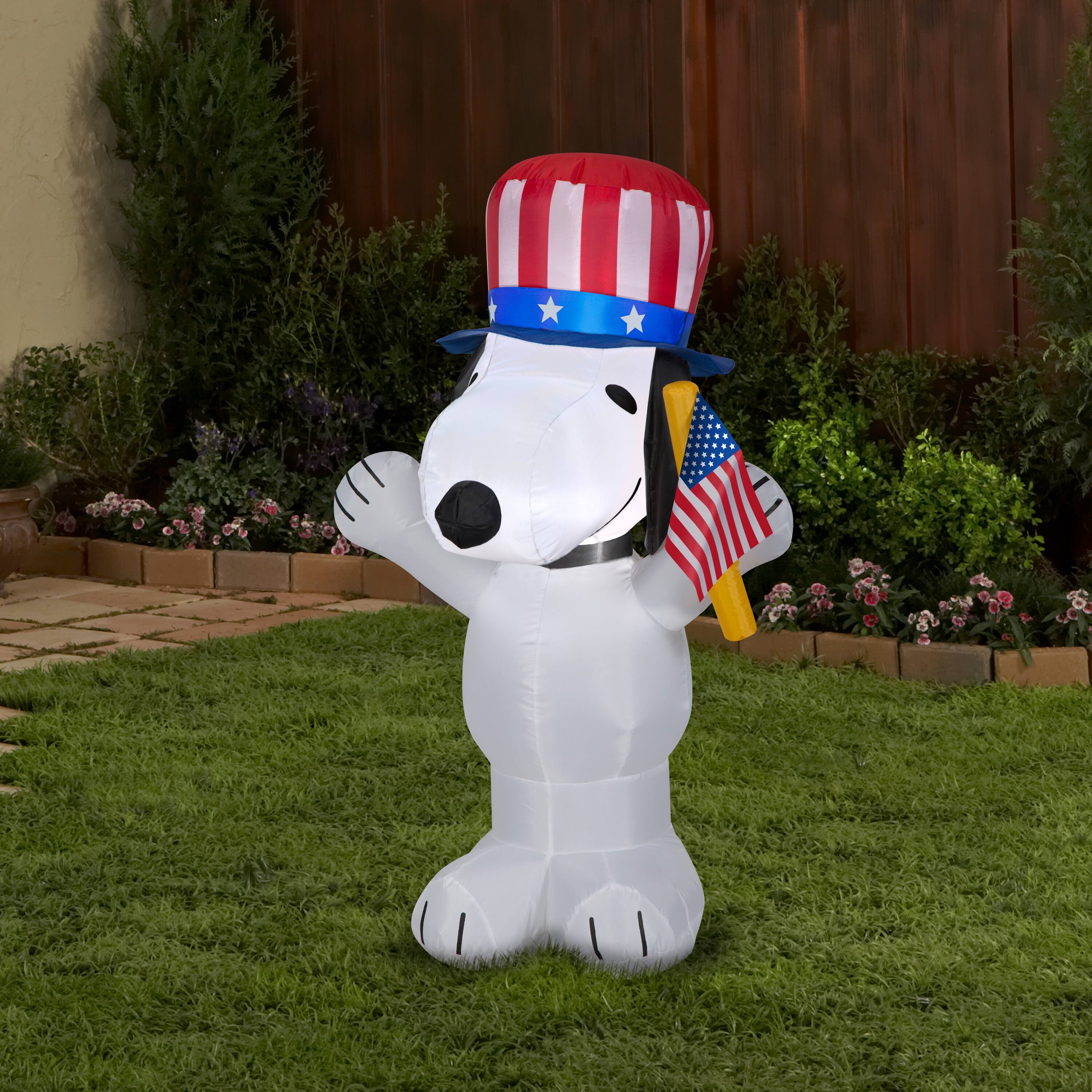 3.5ft. Airblown® Patriotic Snoopy with Hat & Flag