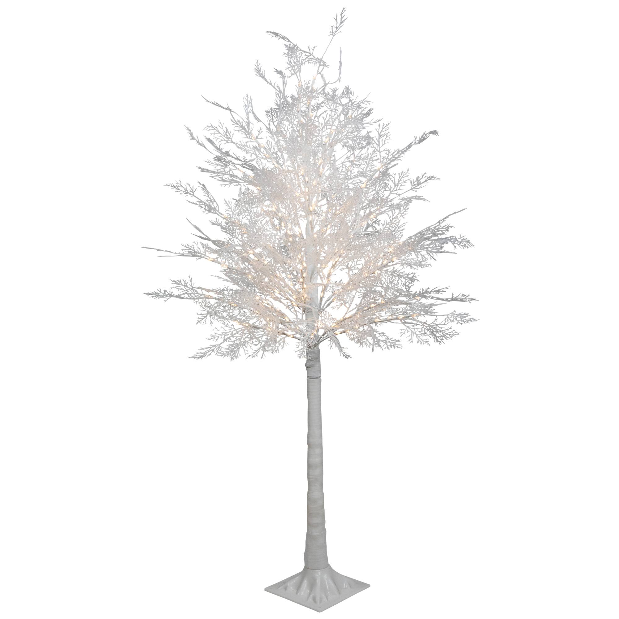 5ft. Pre-Lit White Floral Artificial Christmas Tree, Warm White LED Lights