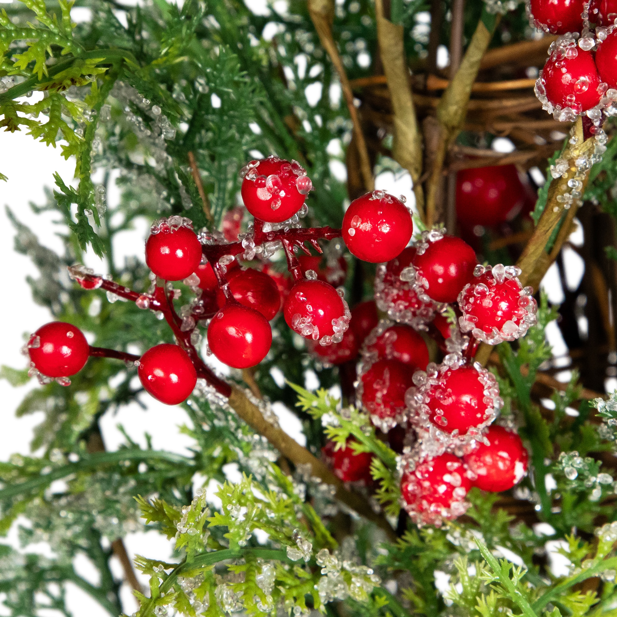 27" Icy Pine & Red Berry Cone Artificial Christmas Tree