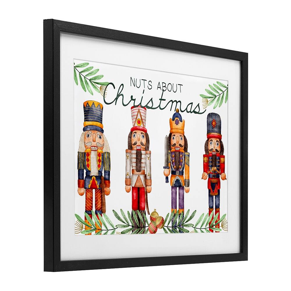 Stupell Industries Nuts About Christmas Nutcrackers Framed Print Under Glass Wall Art
