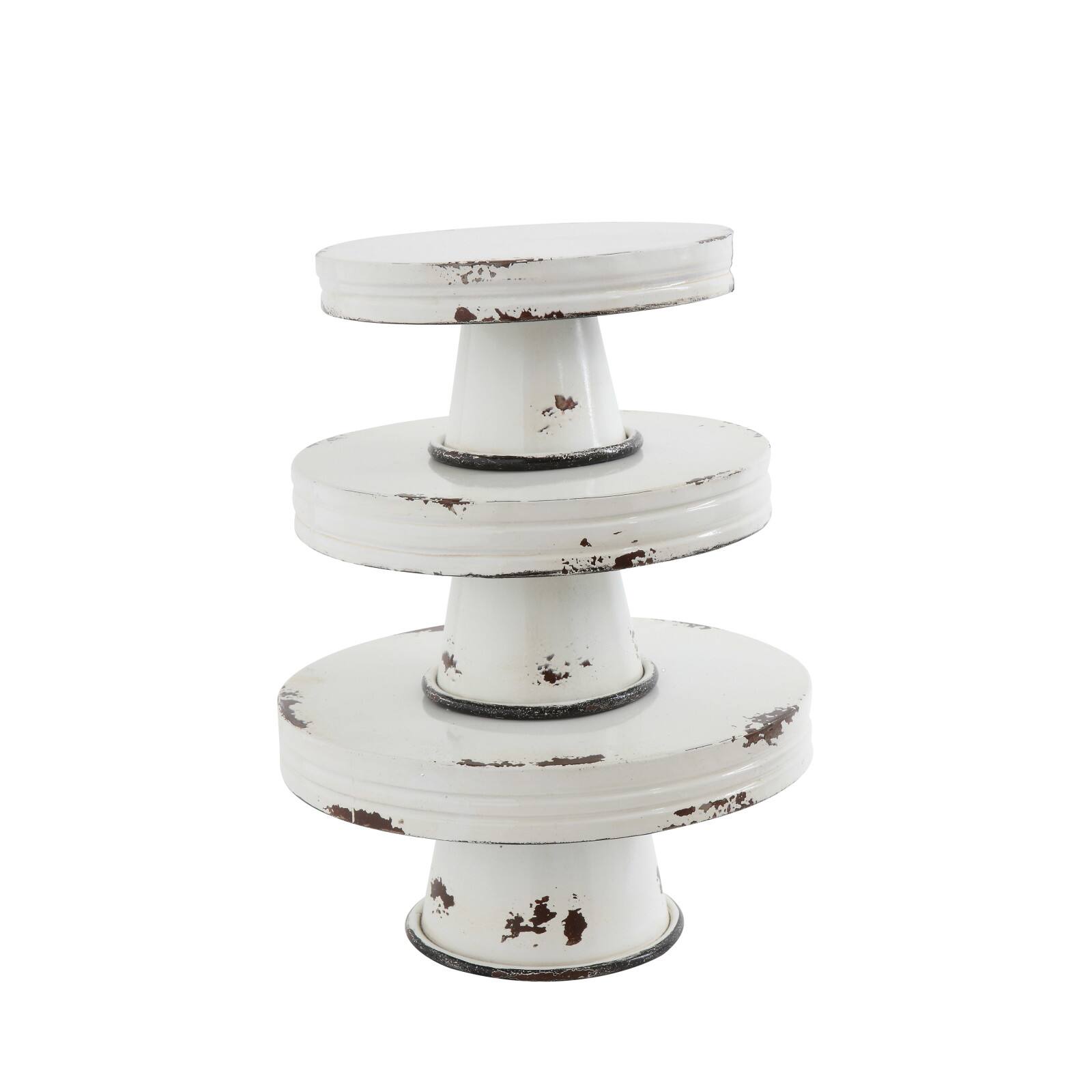 Hello Honey® Distressed White Decorative Metal Pedestals