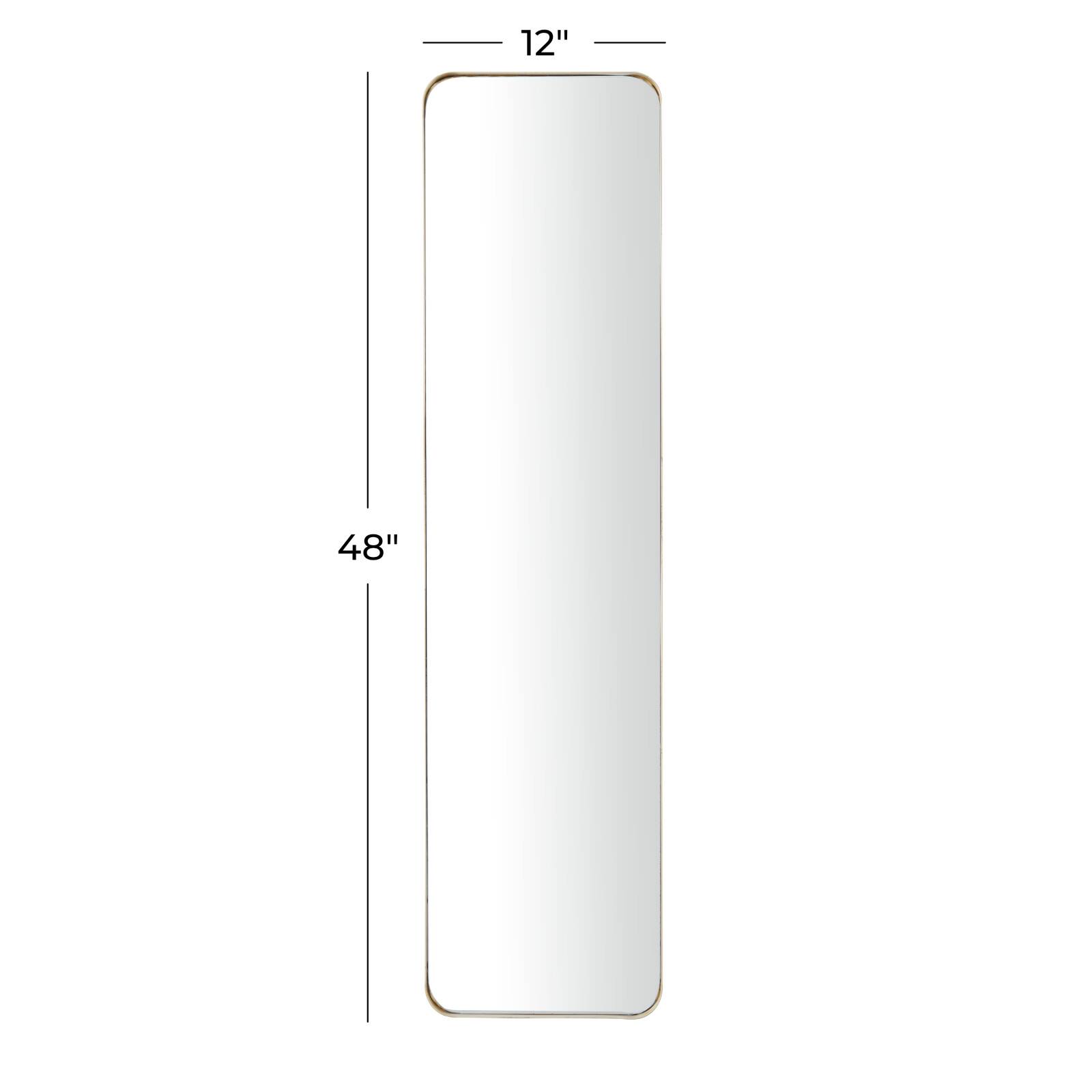 Gold Metal Wall Mirror with Thin Frame 12" x 2" x 48"