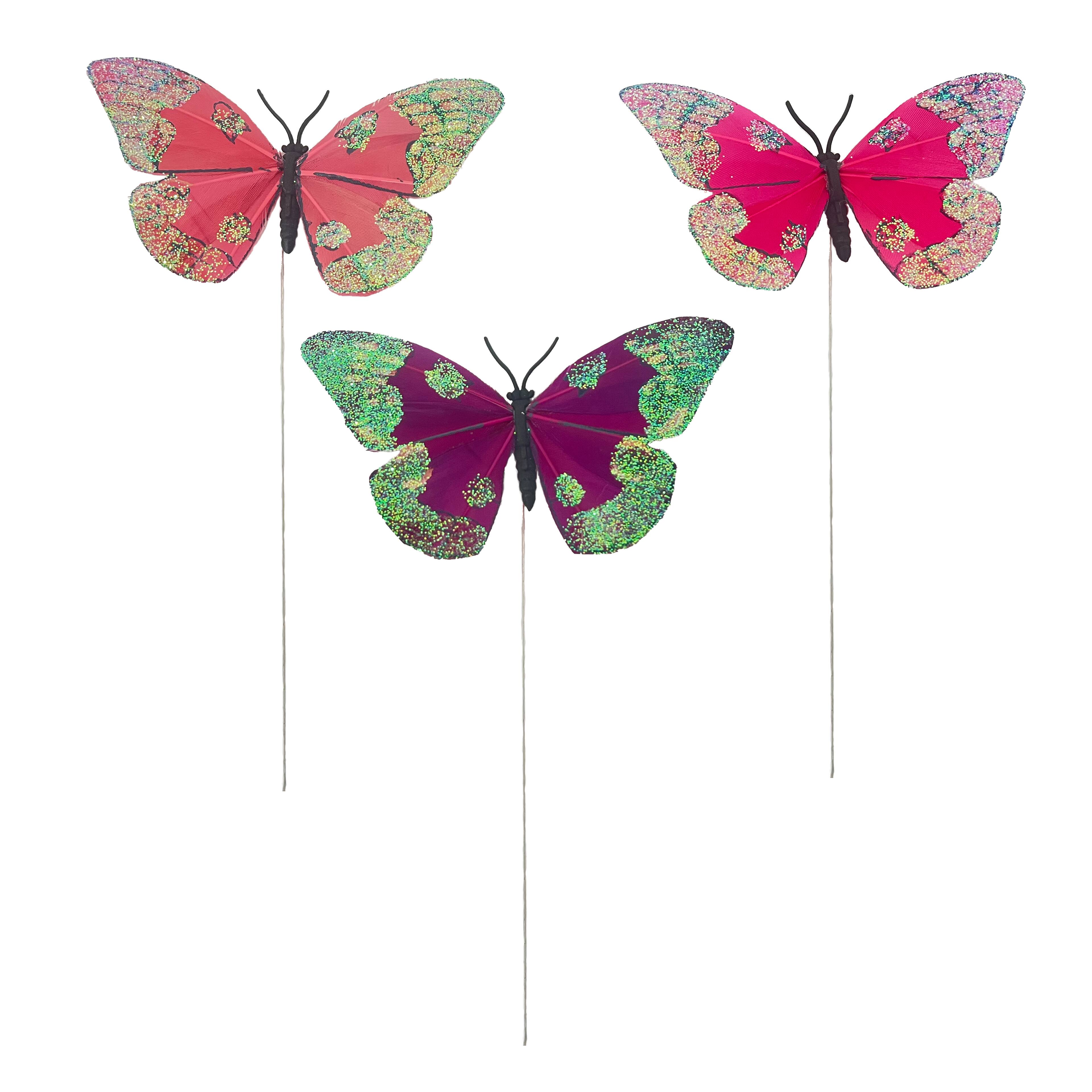 4.5" Pink Feather Butterflies, 8ct. by Ashland®