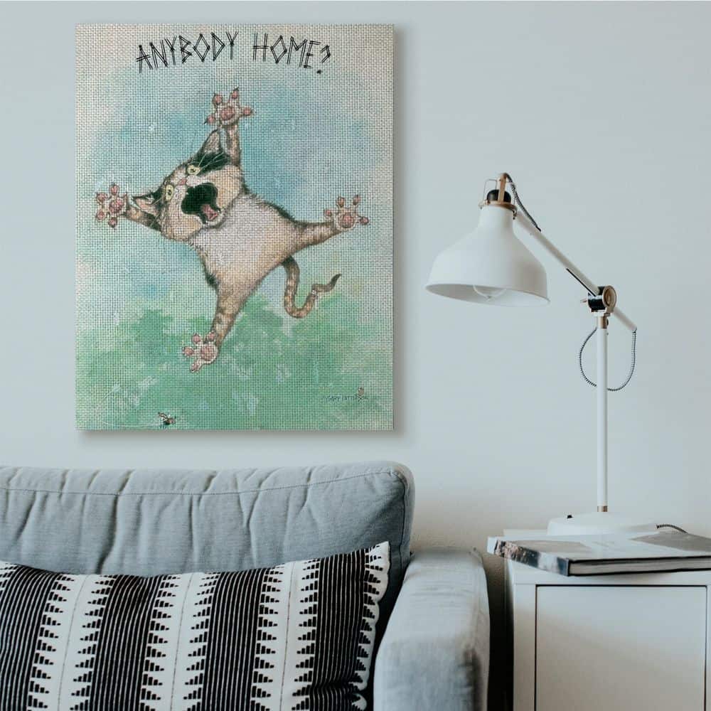 Stupell Industries Anybody Home Funny Cat Cartoon Pet Design Canvas Wall Art