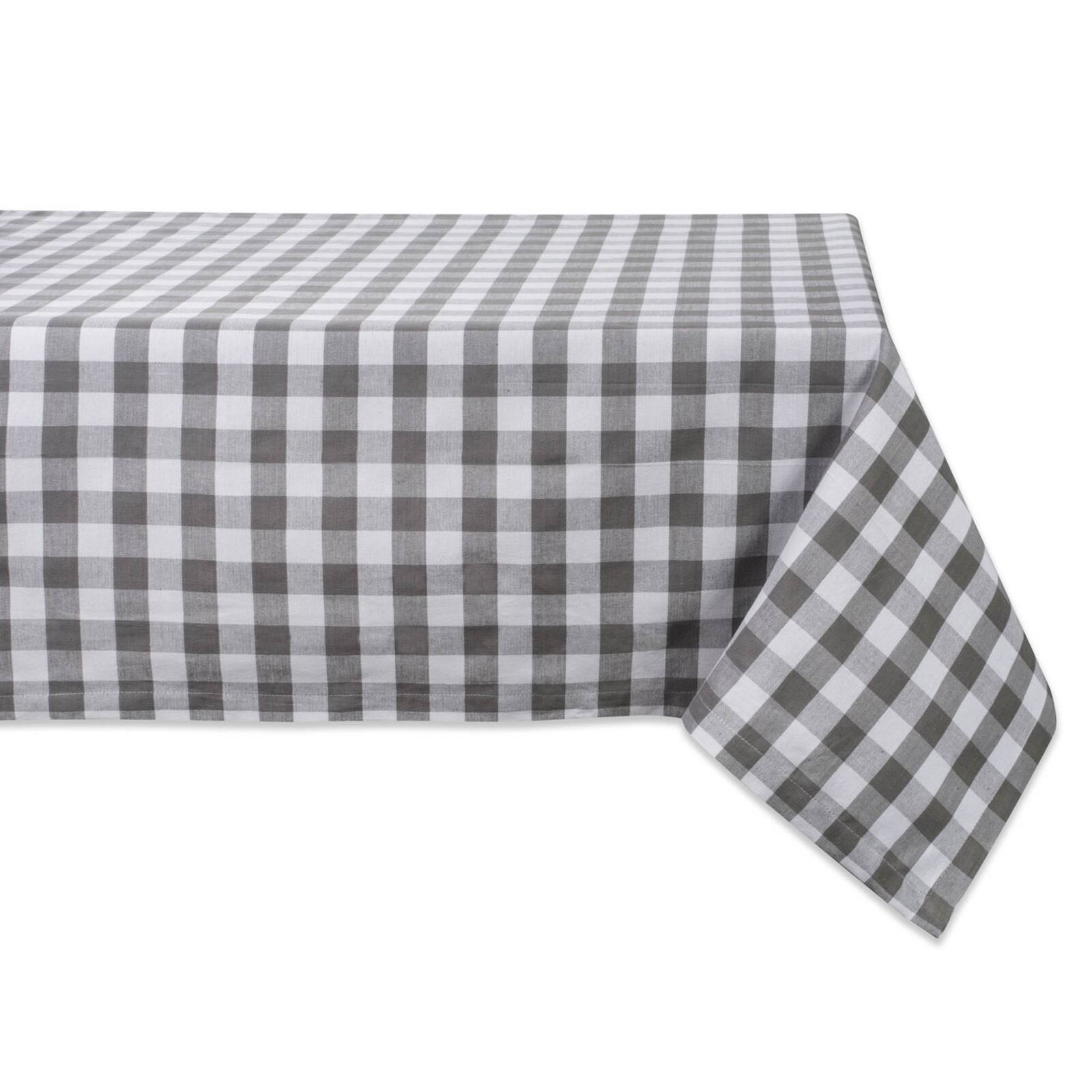 Gray-White Checkers Tablecloth 52" x 52"
