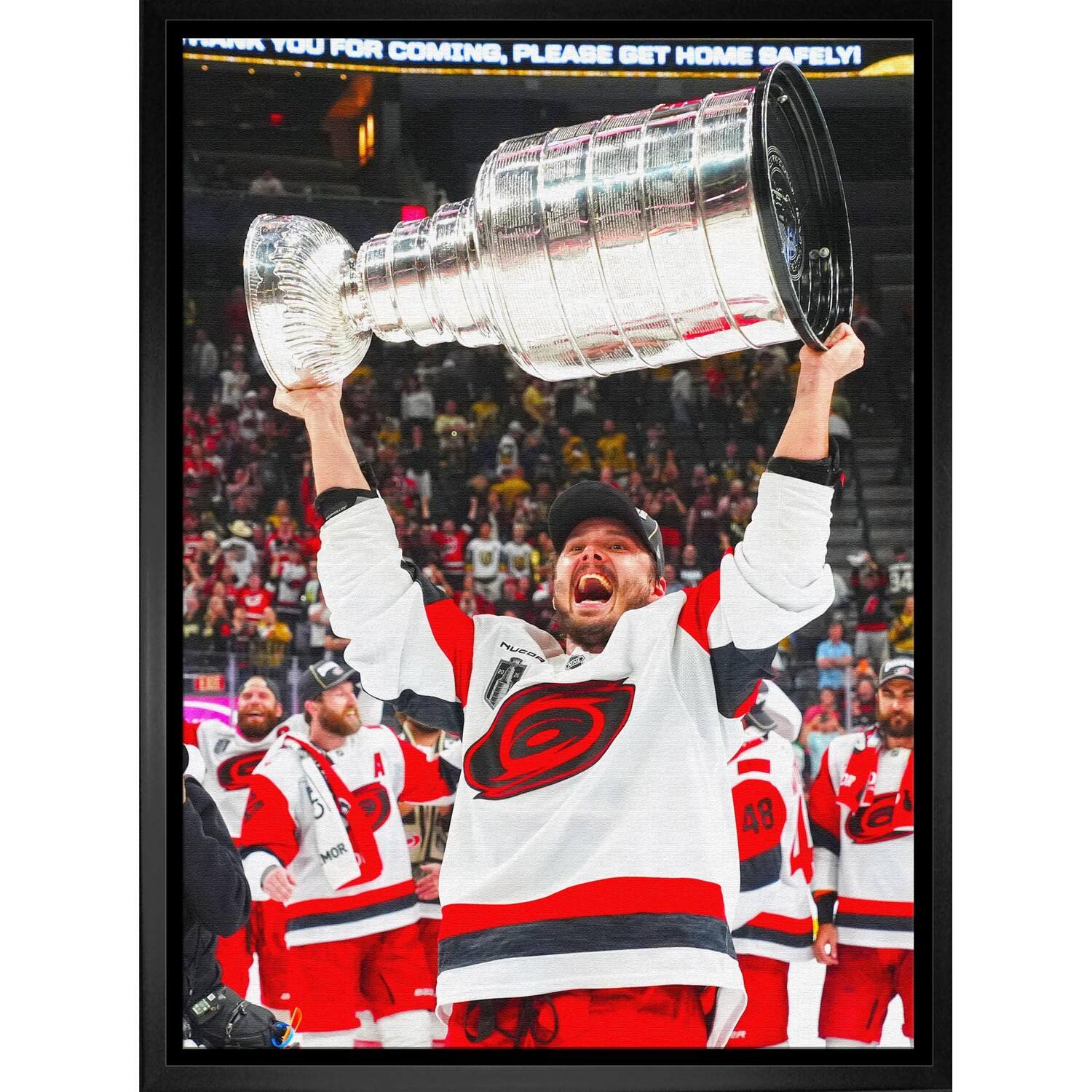 Frameworth 22.5" x 31.5" Licensed Sebastian Aho Hurricanes 2026 Champions Framed Canvas