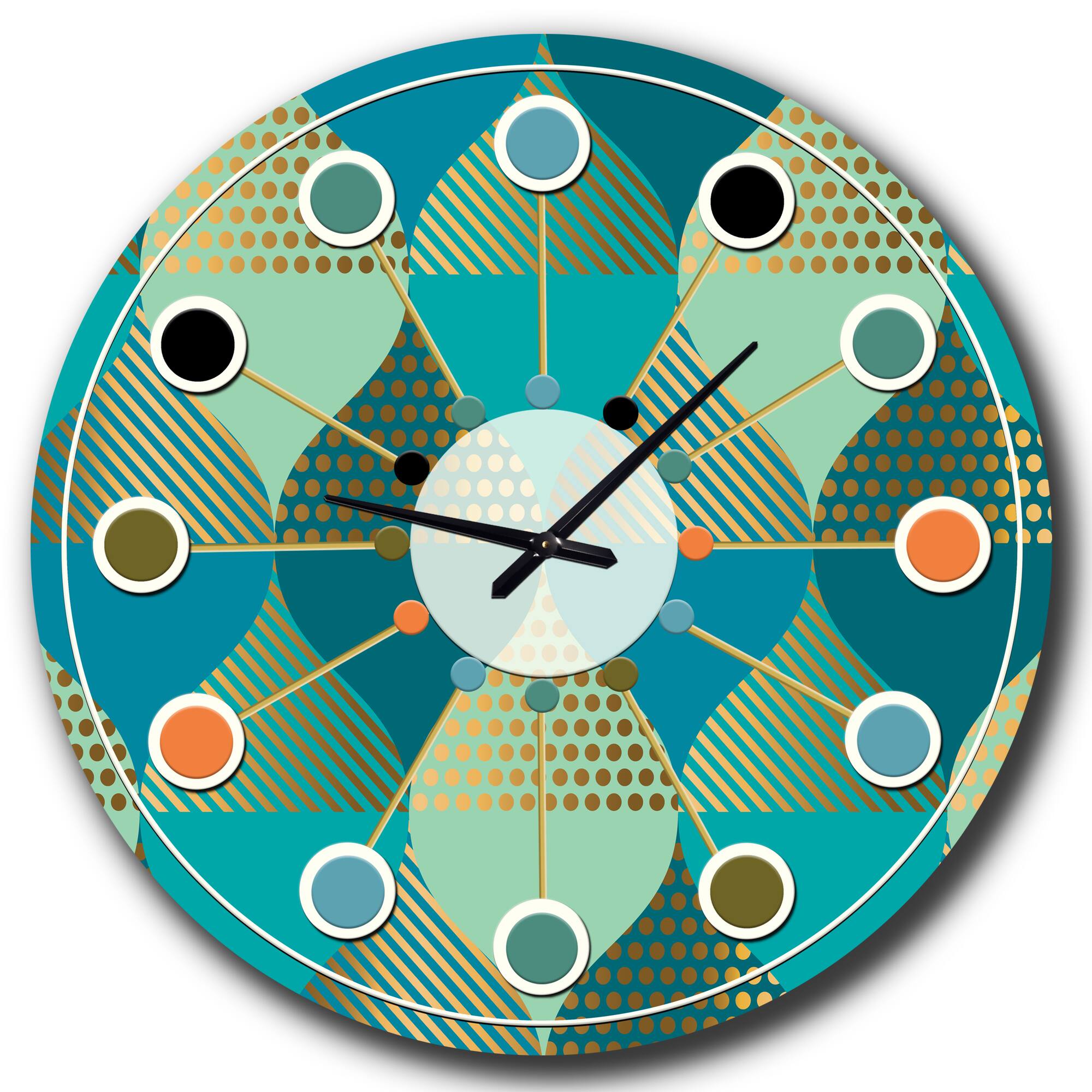 Designart 'Luxury Retro Drops I Mid-Century Modern Wall Clock