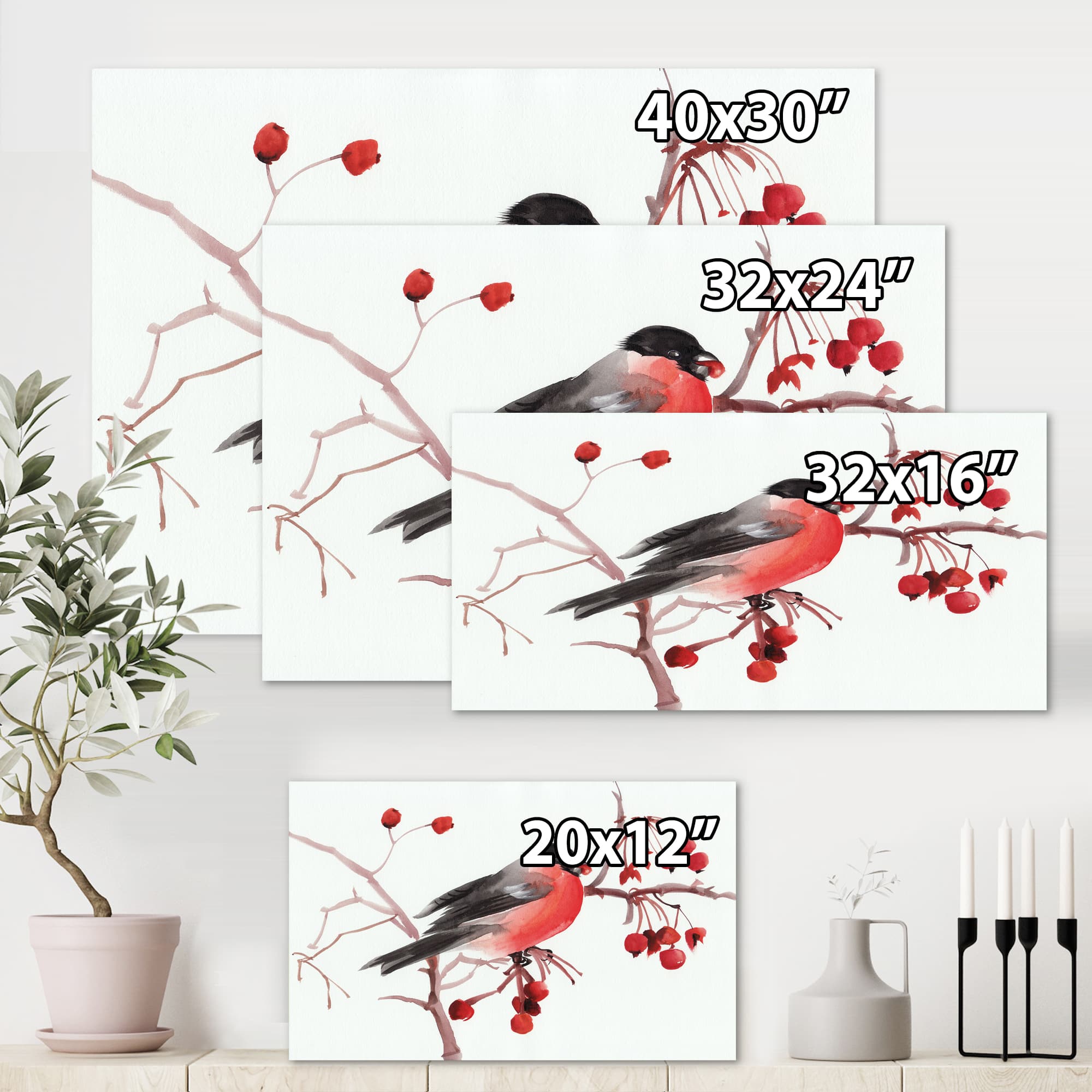 Designart - Bullfinch Bird On A Branch
