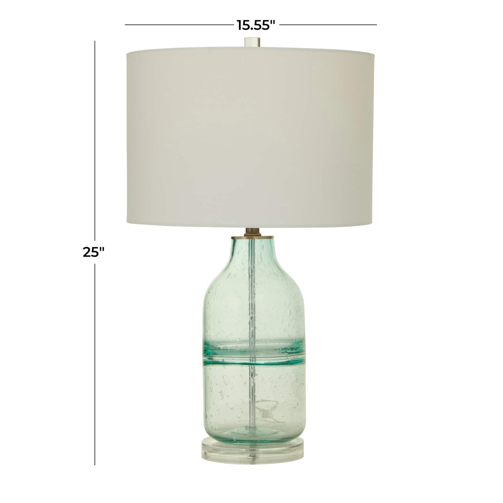 Teal Glass Table Lamp Set of 2 16", 25"