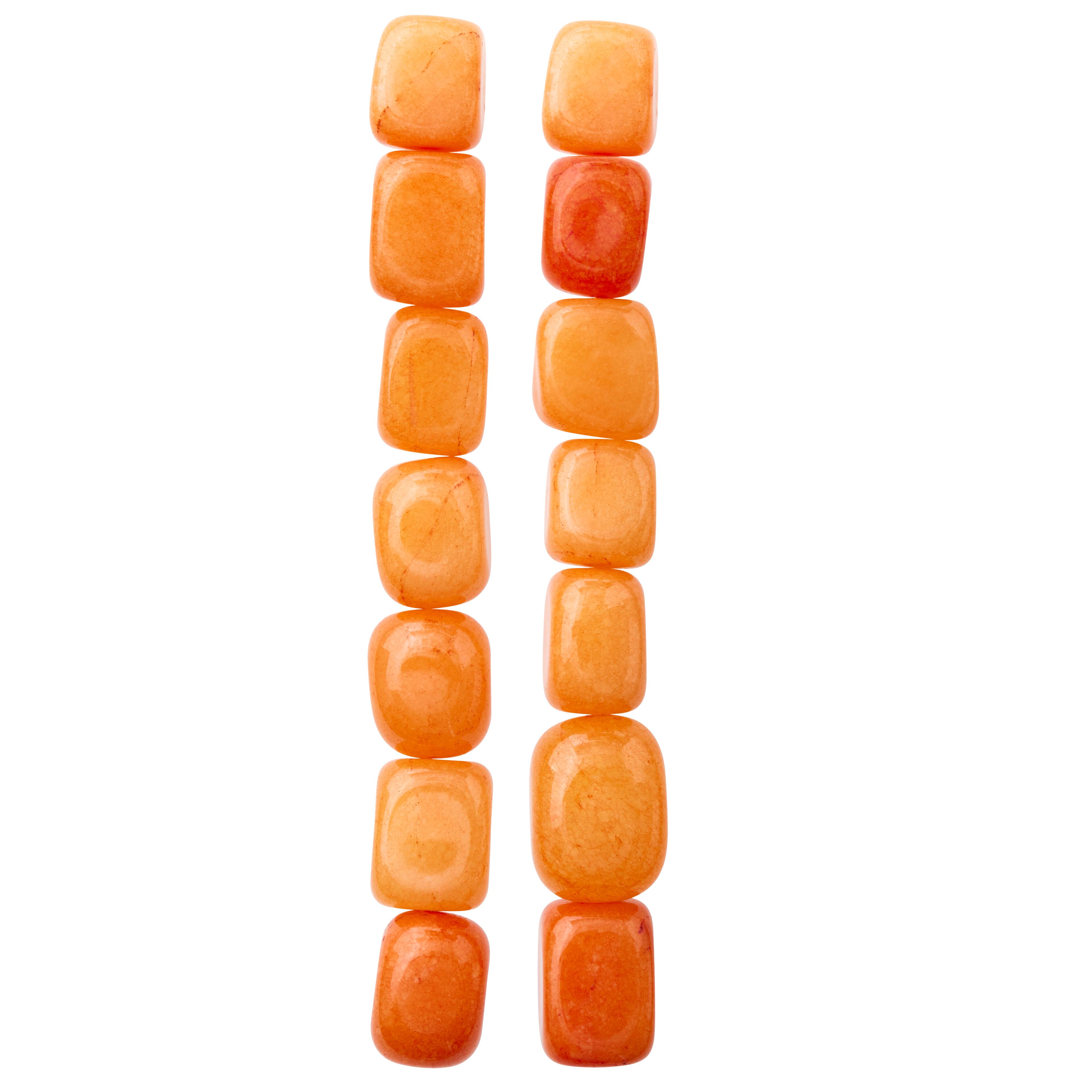 12 Pack:  Orange Jade Nugget Beads, 14mm by Bead Landing™