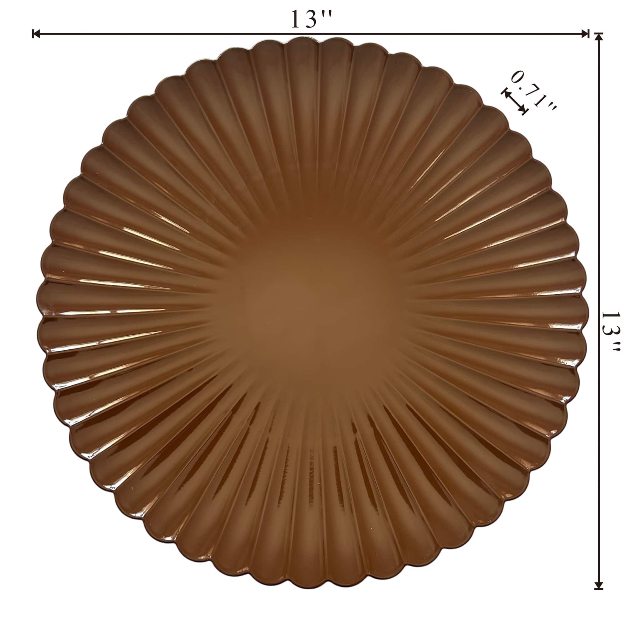 13" Thanksgiving Brown Scalloped Chargers, 4ct. by Celebrate It™