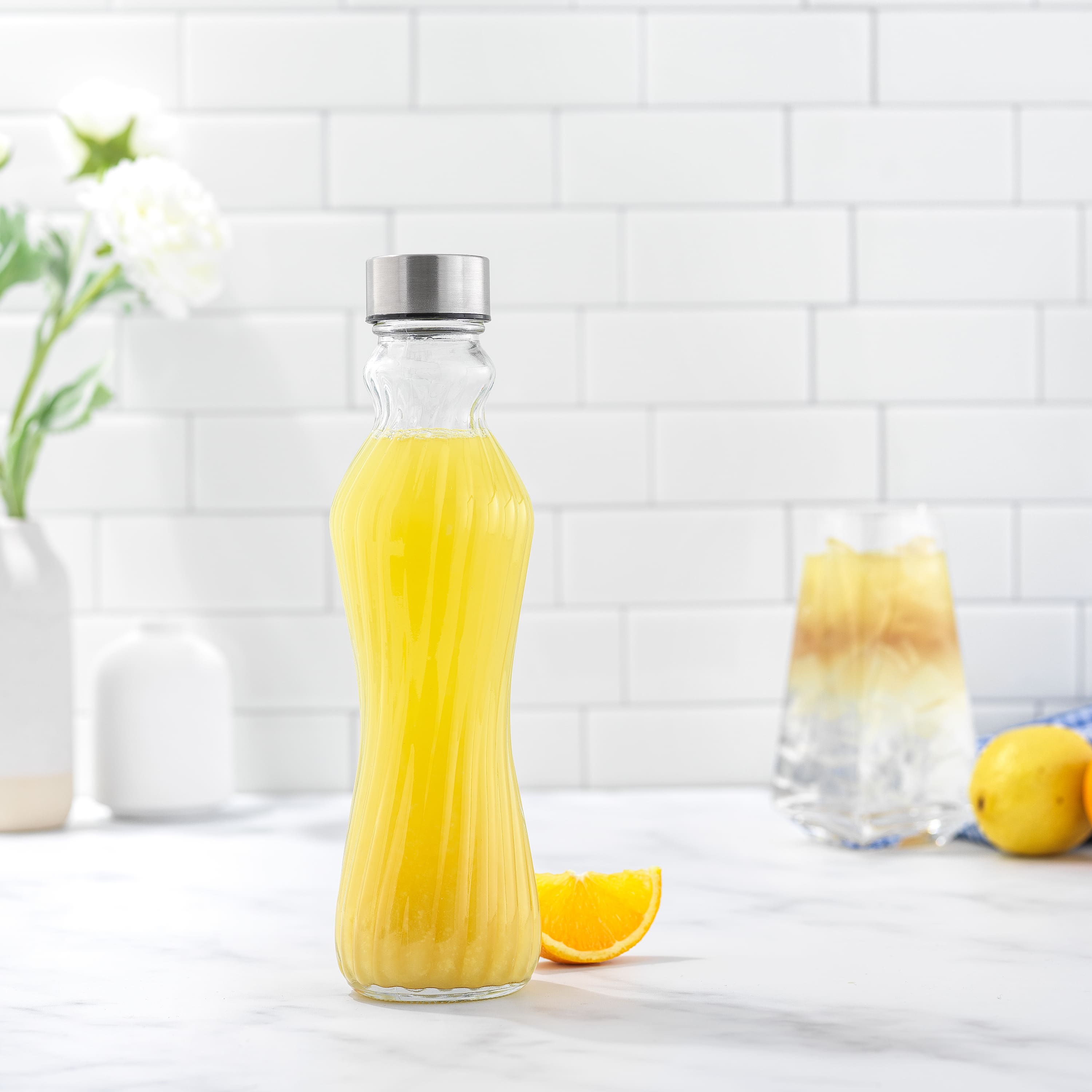 JoyJolt® 18oz. Spring Glass Fluted Water Bottles, 6ct.