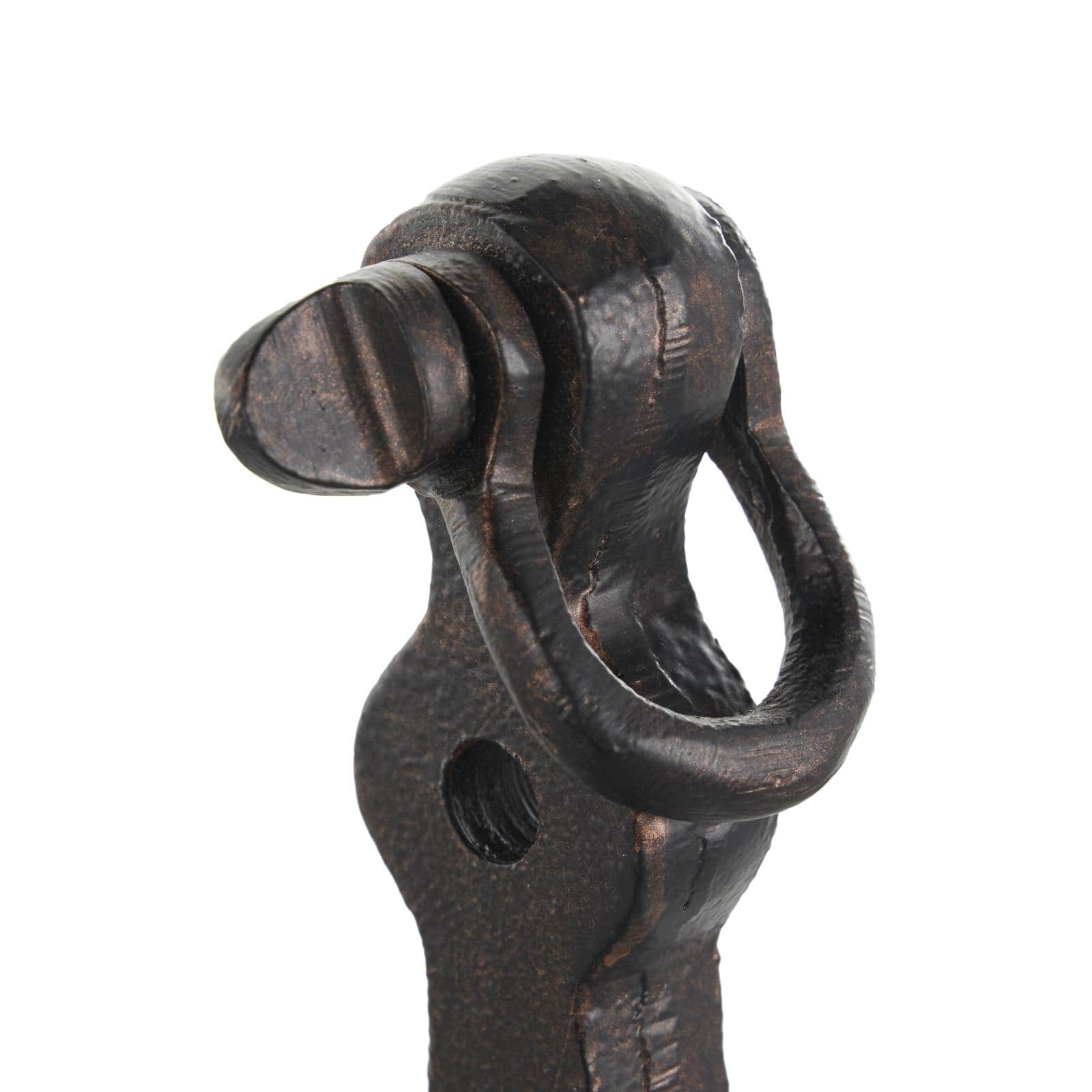 Weathered Copper Aluminum Anchor Sculpture with Hanging Hooks Set