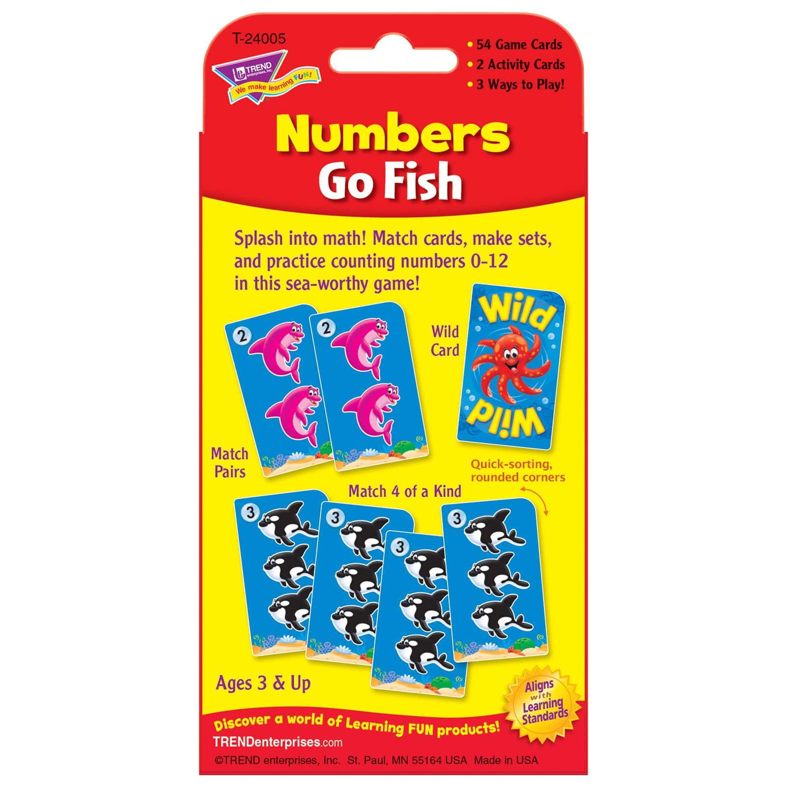 TREND Challenge Cards® Numbers Go Fish, 6 Pack of 56