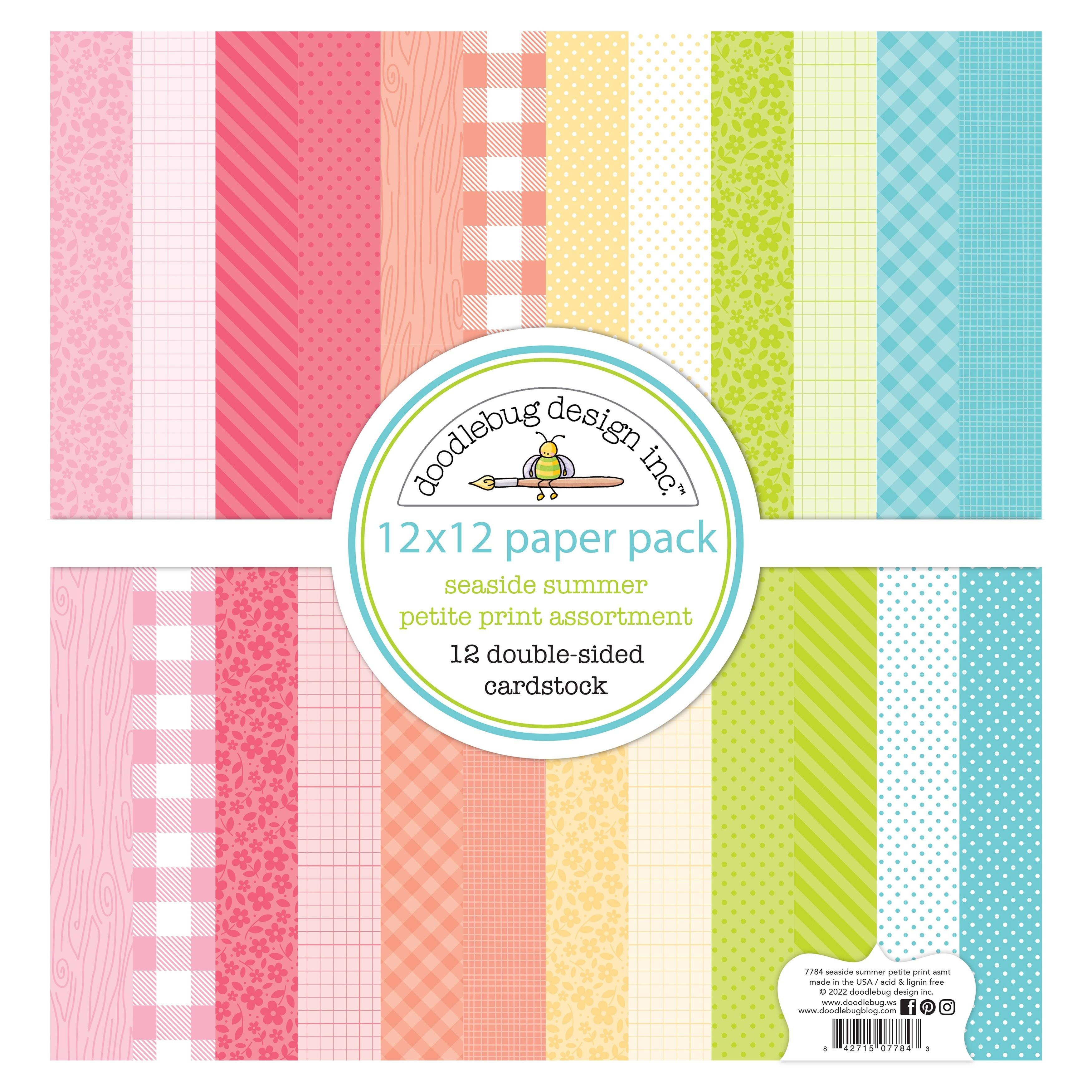 Doodlebug Design Inc™ Petite Prints Seaside Summer Double-Sided Cardstock, 12" x 12"