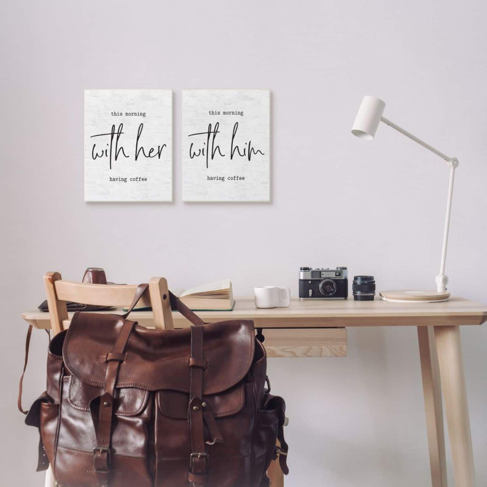 Stupell Industries This Morning With Him and Her Romantic Couple Phrase Gray Framed Wall Art Set